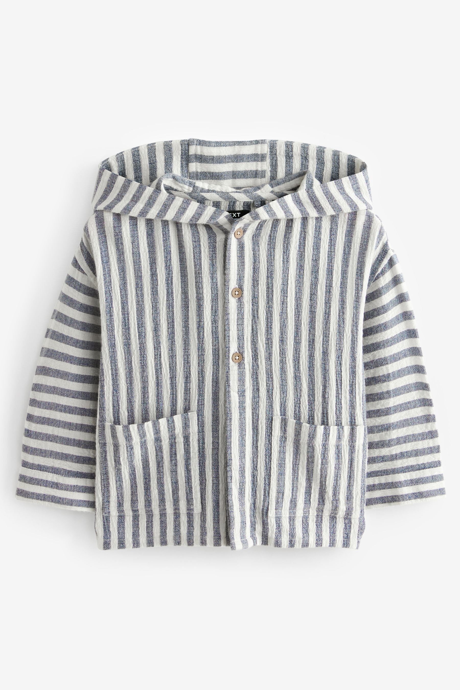 Navy/White Long Sleeves Stripe Hooded Shirt (3mths-7yrs)