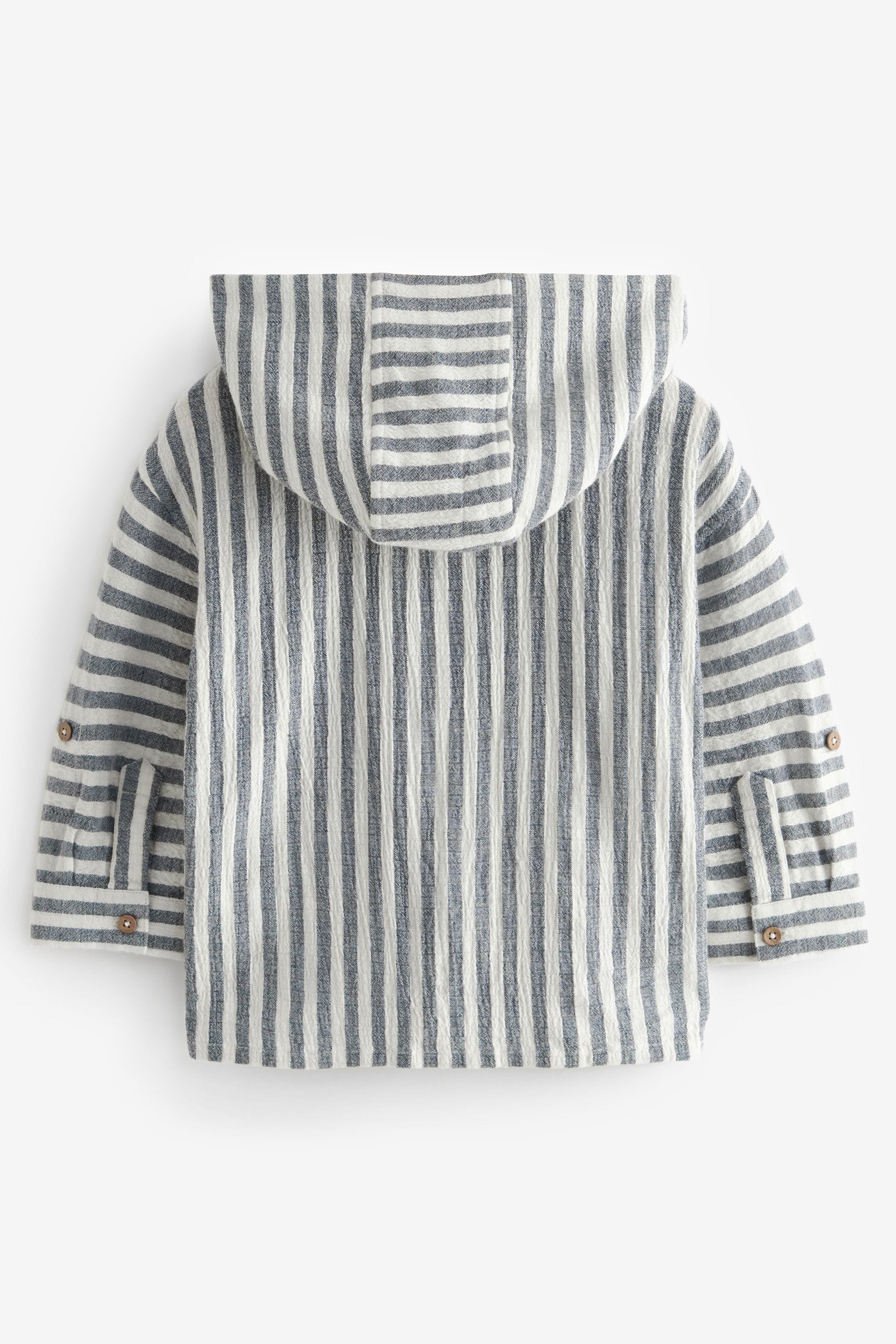 Navy/White Long Sleeves Stripe Hooded Shirt (3mths-7yrs)