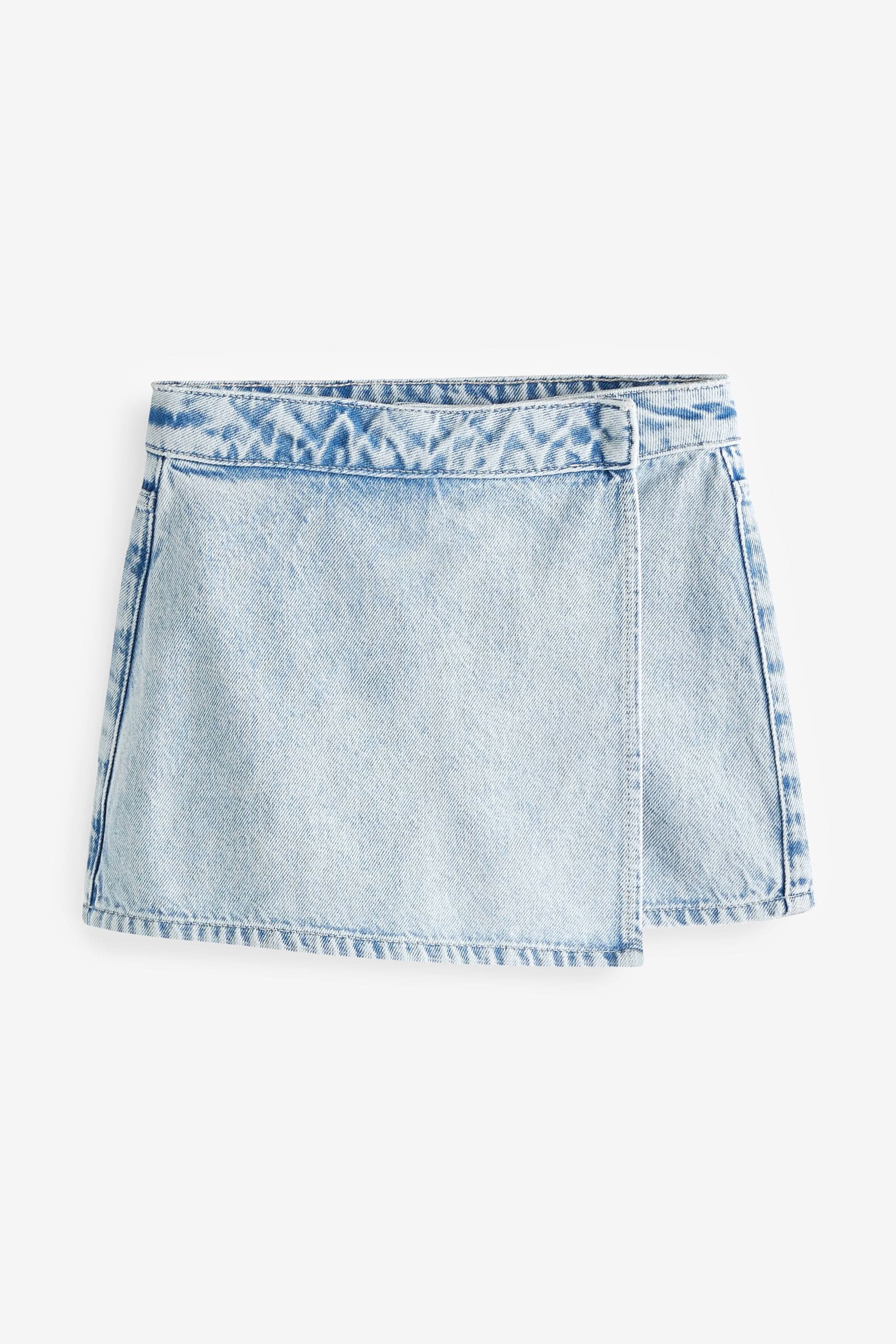 Mid Blue Denim Asymmetric Wrap Skort (3-16yrs)