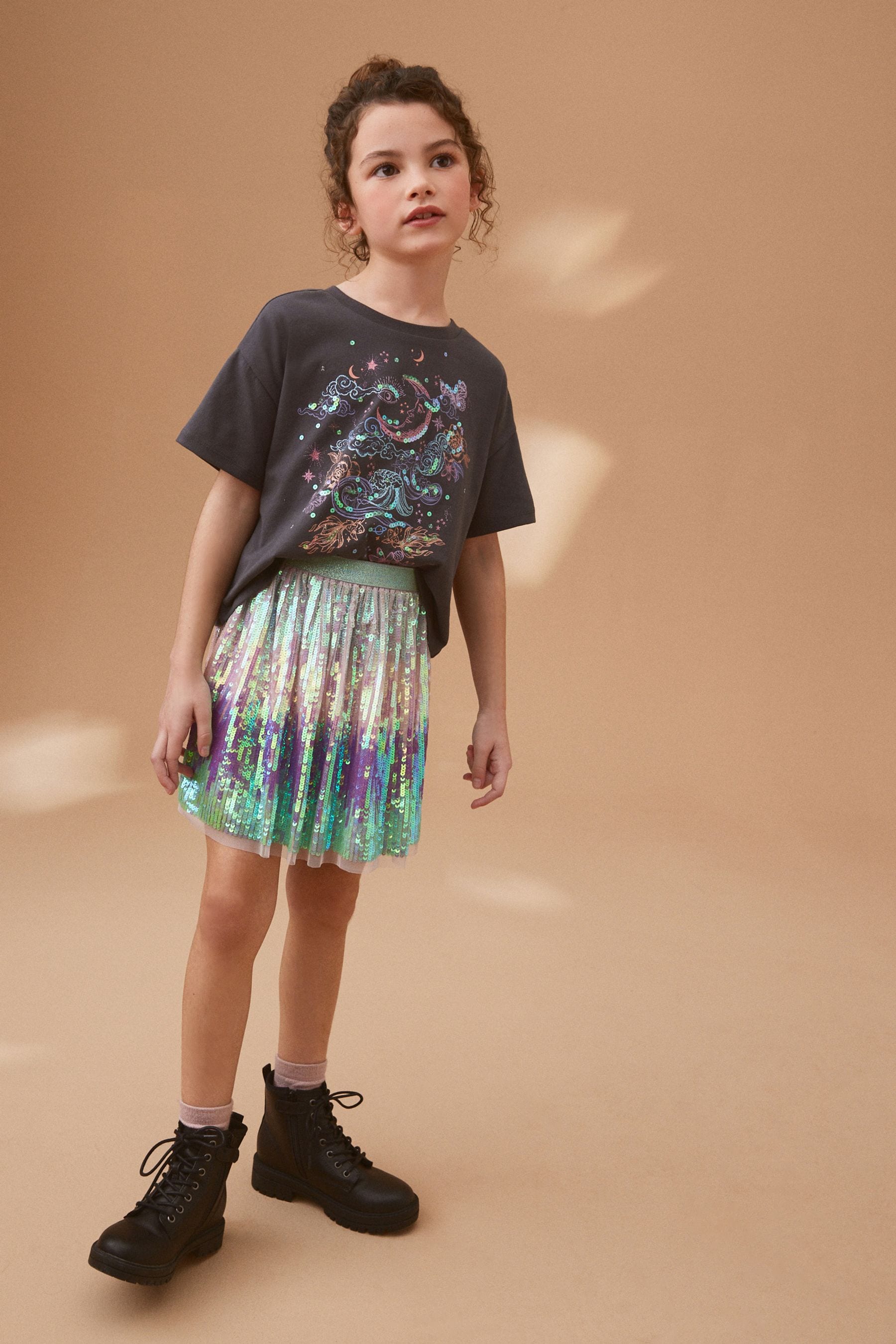 Green Sequin Skirt (3-16yrs)