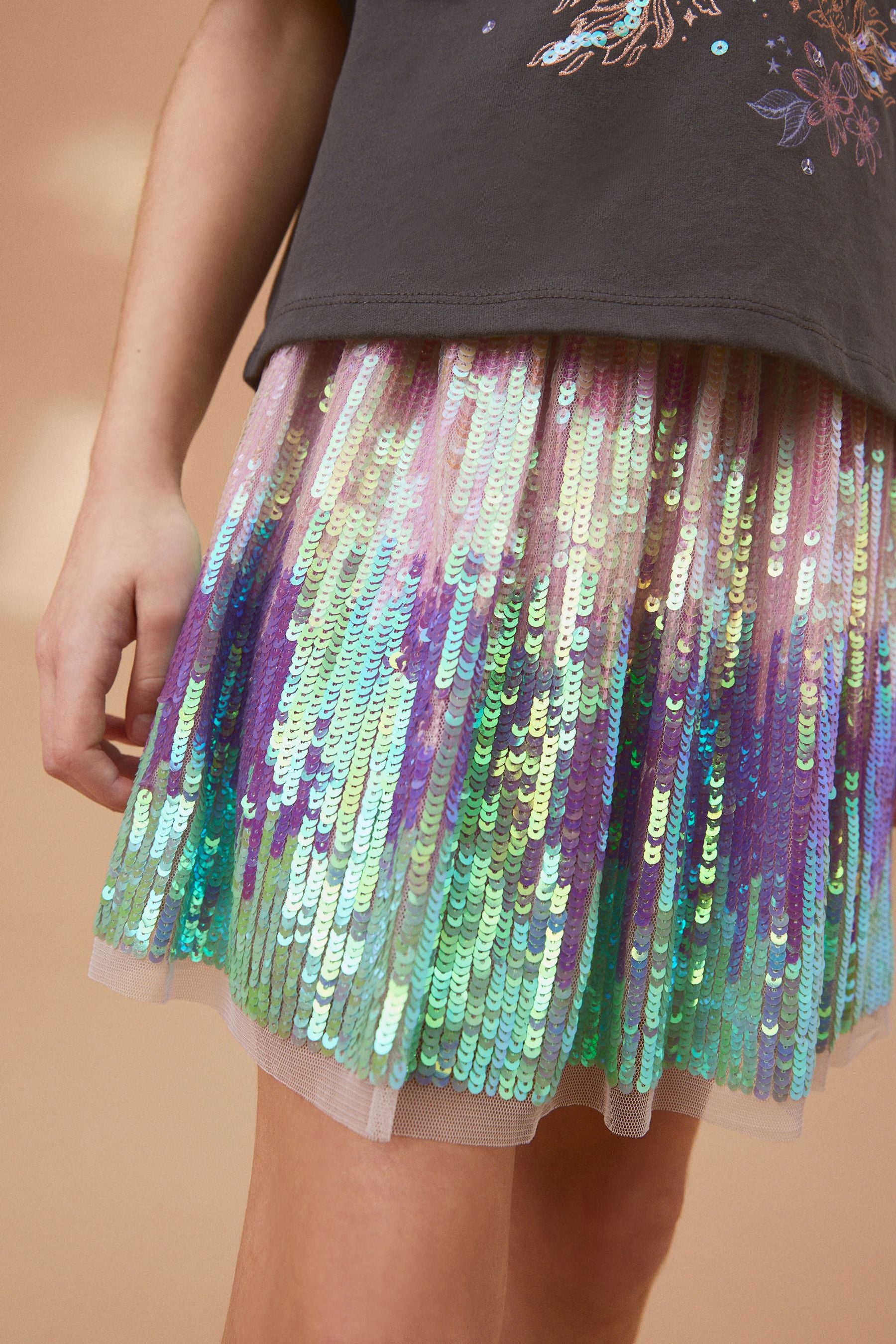 Green Sequin Skirt (3-16yrs)