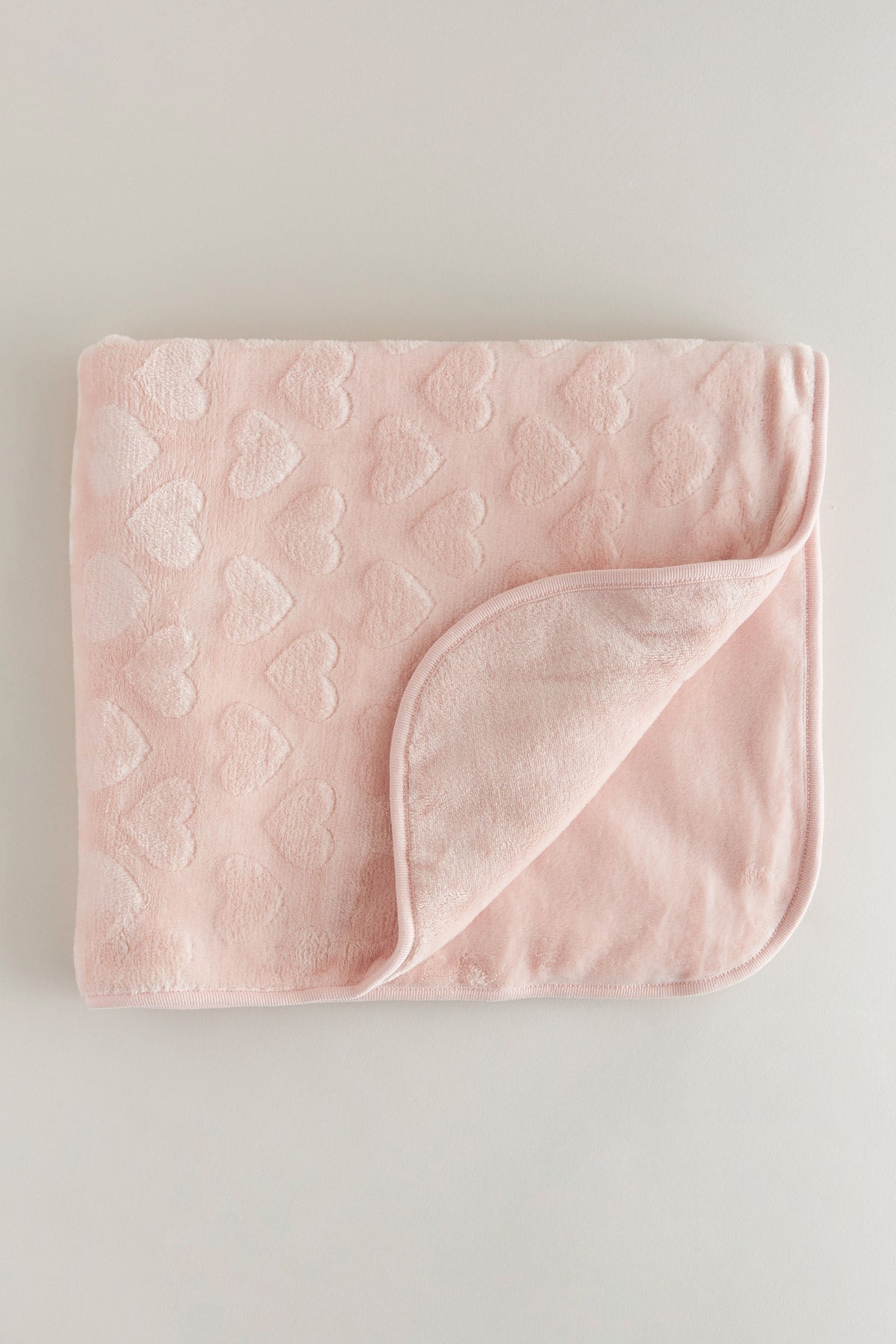 Light Pink Heart Fleece Baby Blanket