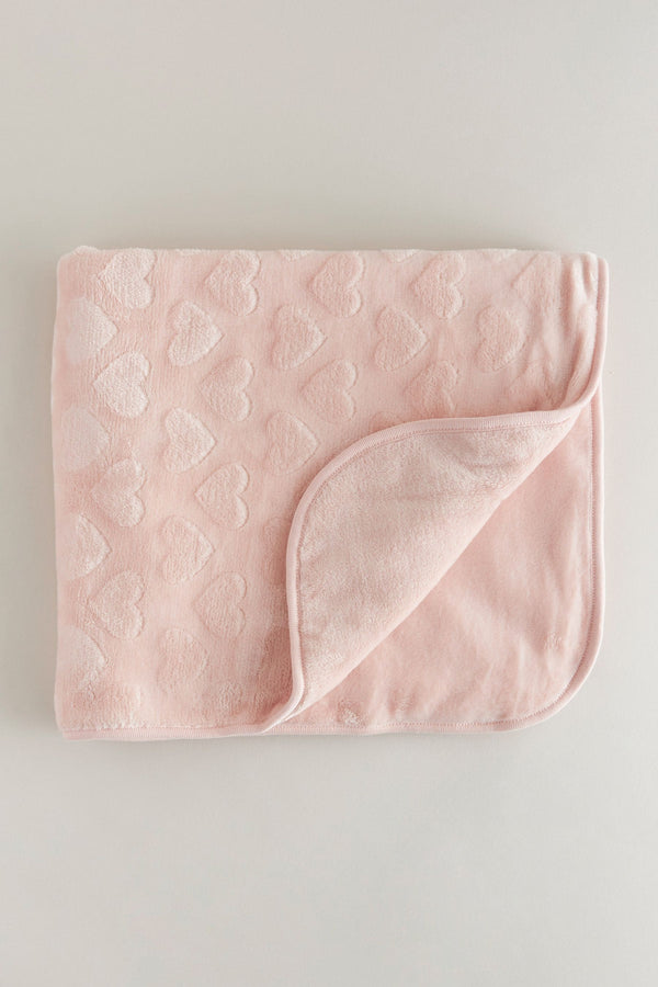 Light Pink Heart Fleece Baby Blanket