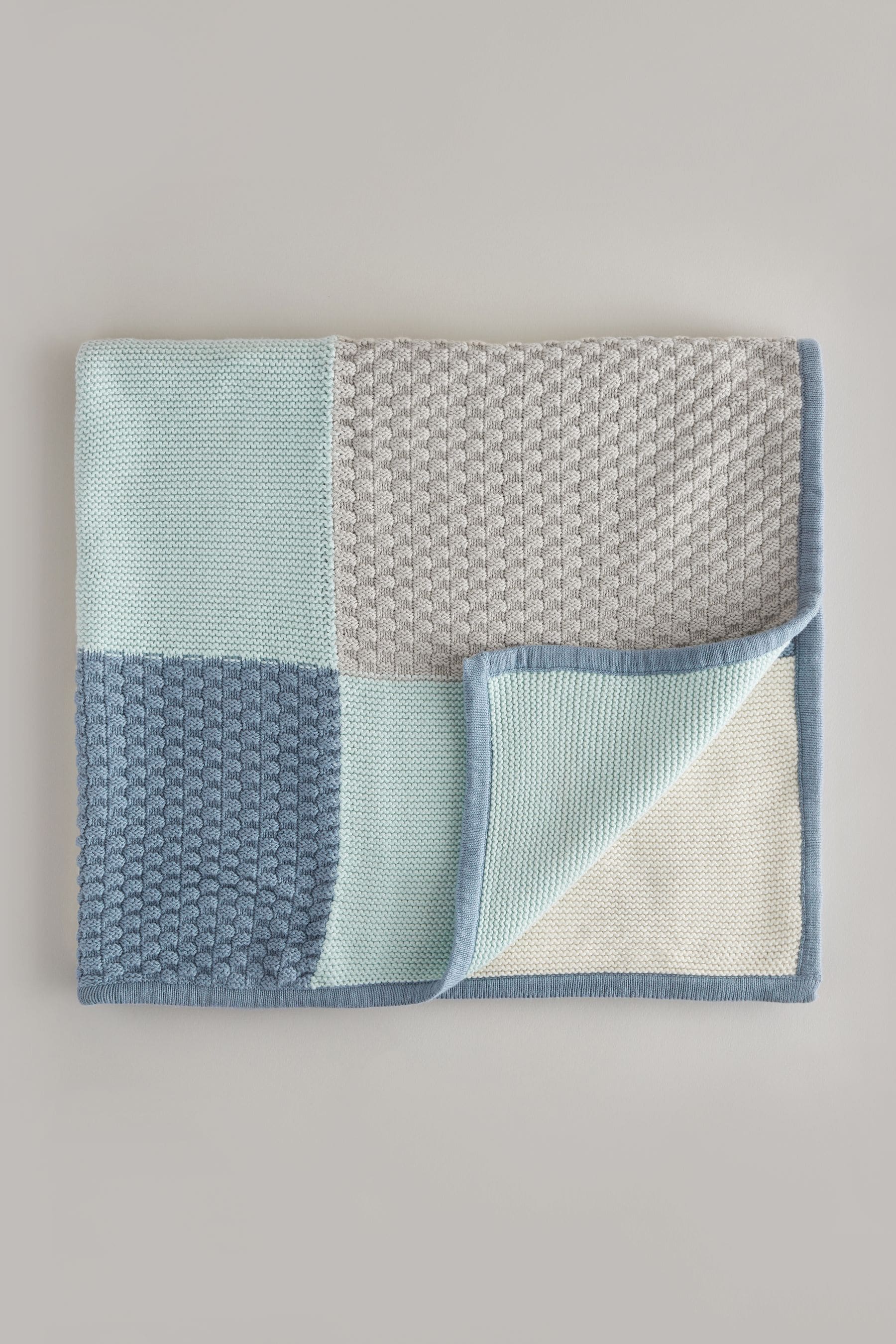 Blue Patchwork 100% Cotton Baby Blanket