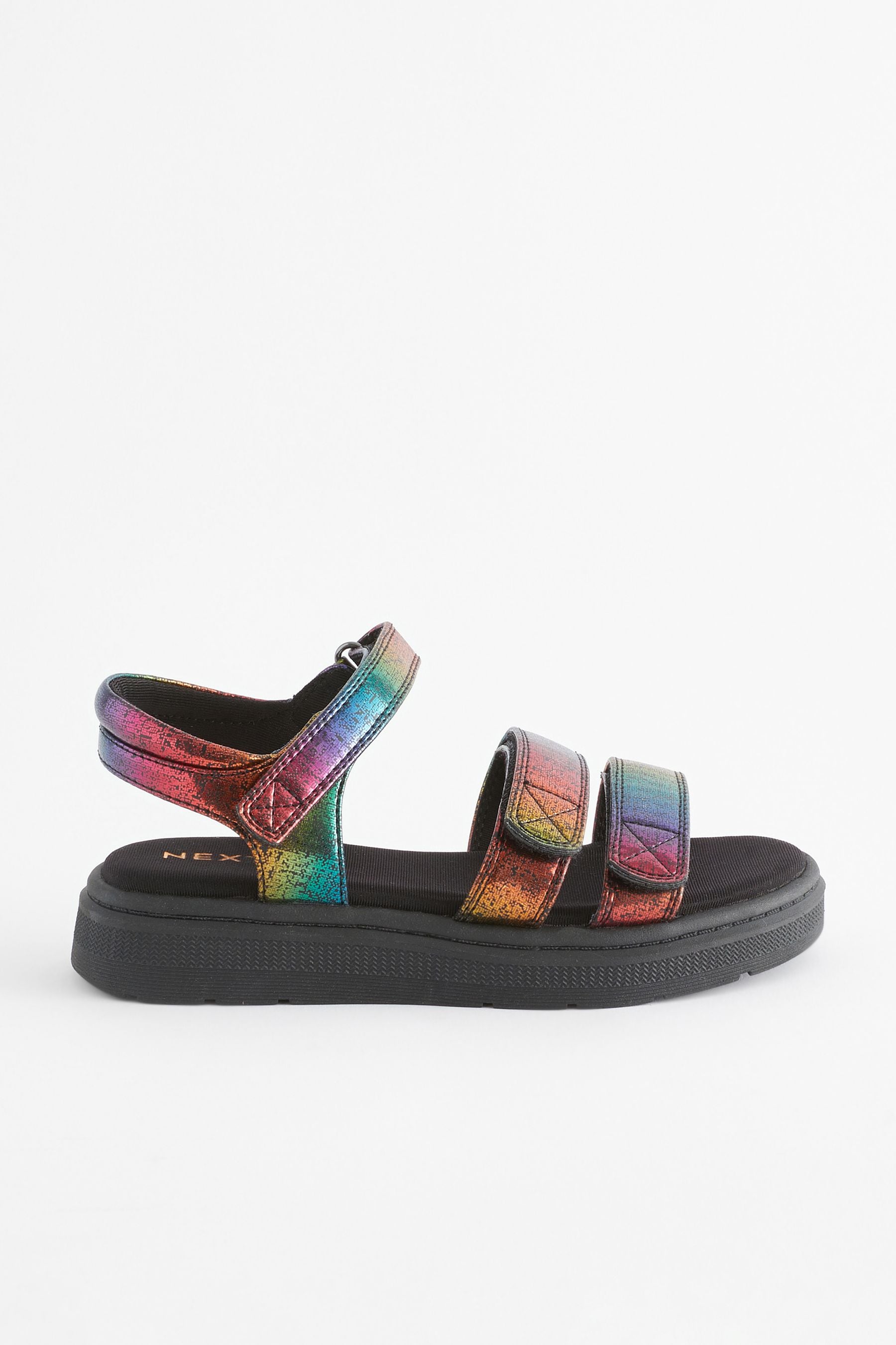 Rainbow Metallic Chunky Wedge Sandals