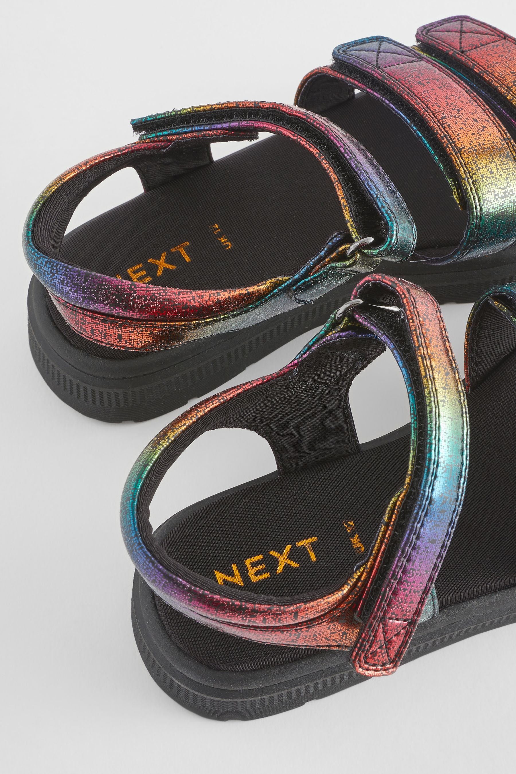 Rainbow Metallic Chunky Wedge Sandals