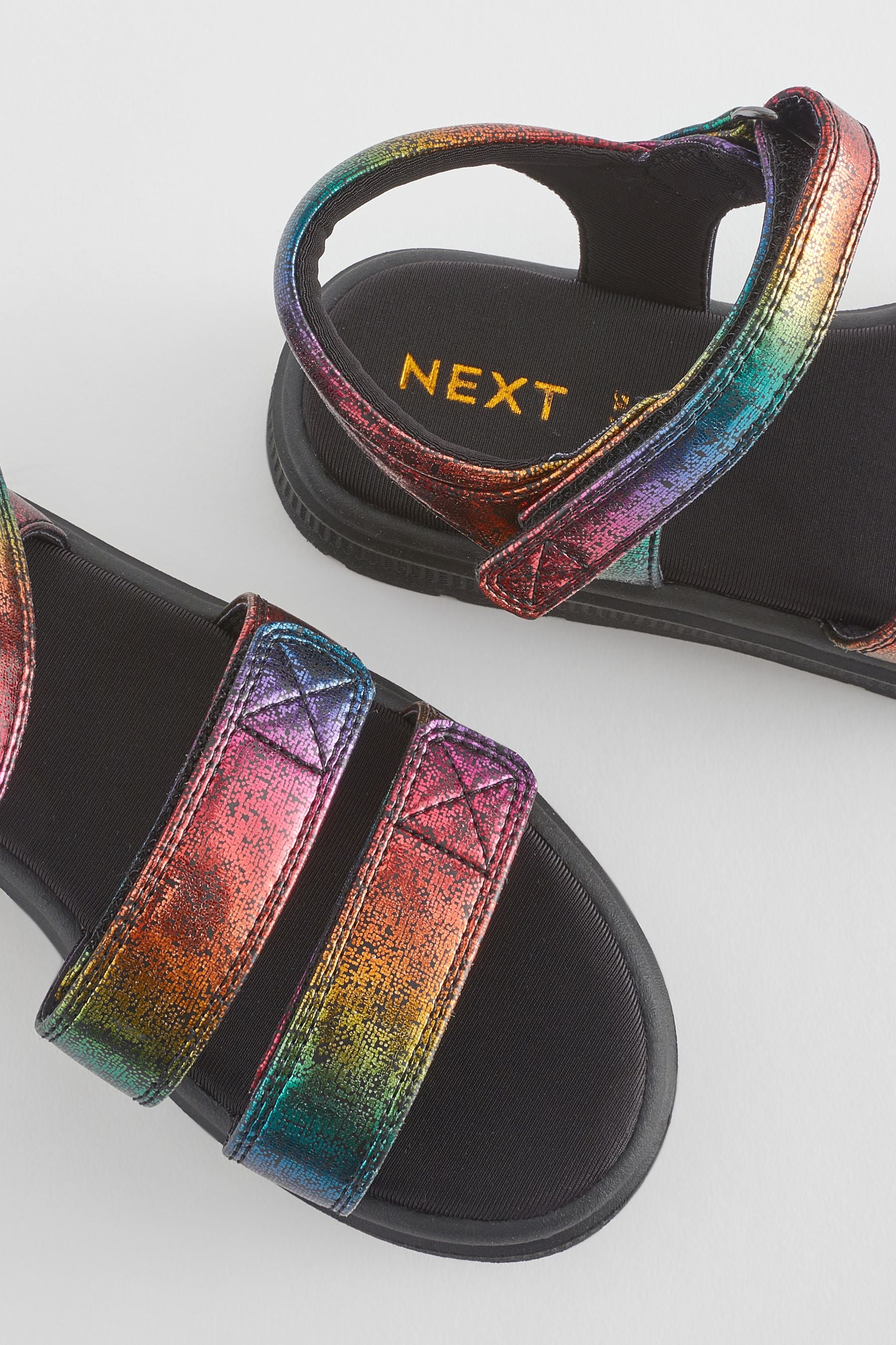 Rainbow Metallic Chunky Wedge Sandals