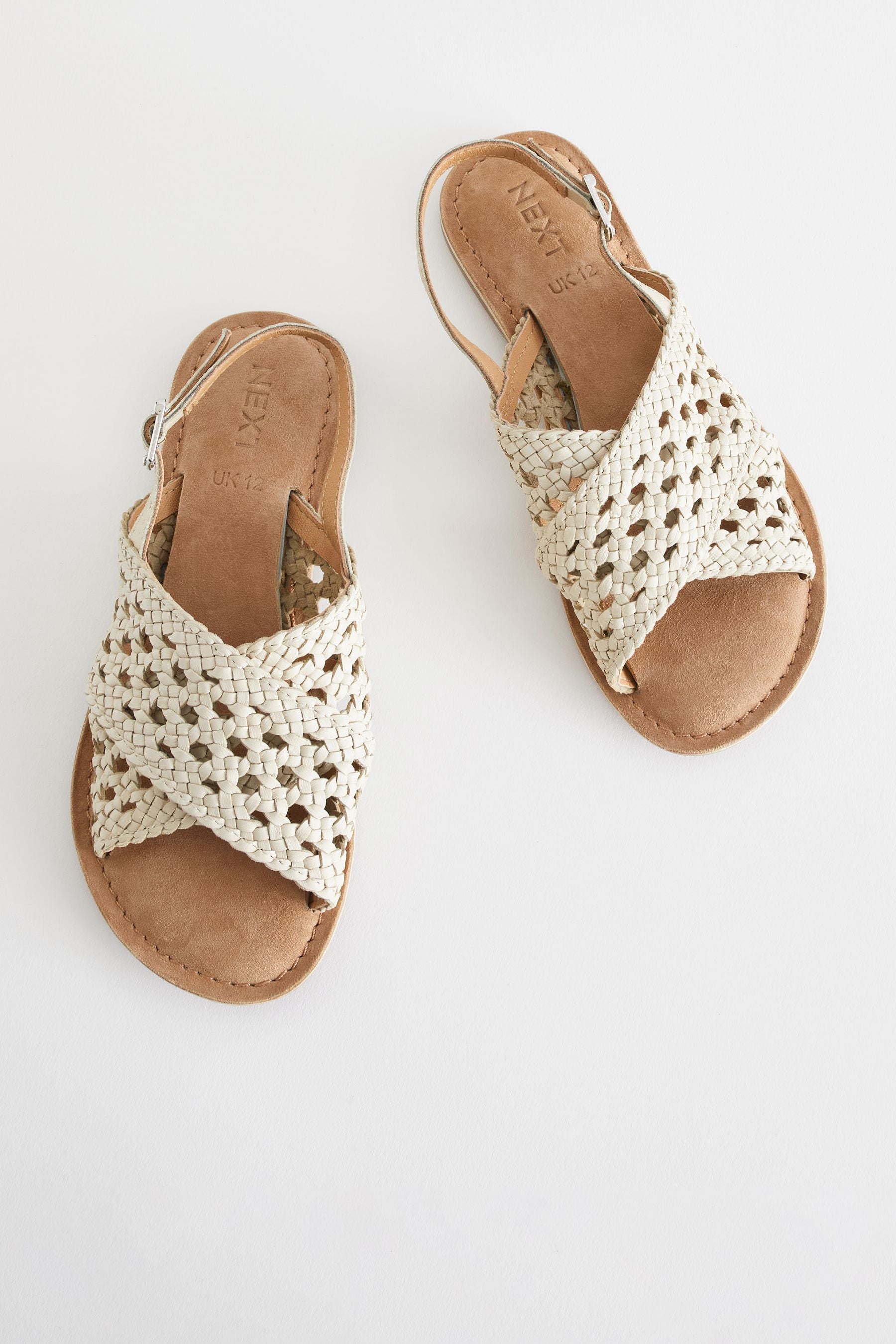 White Leather Cross Strap Sandals