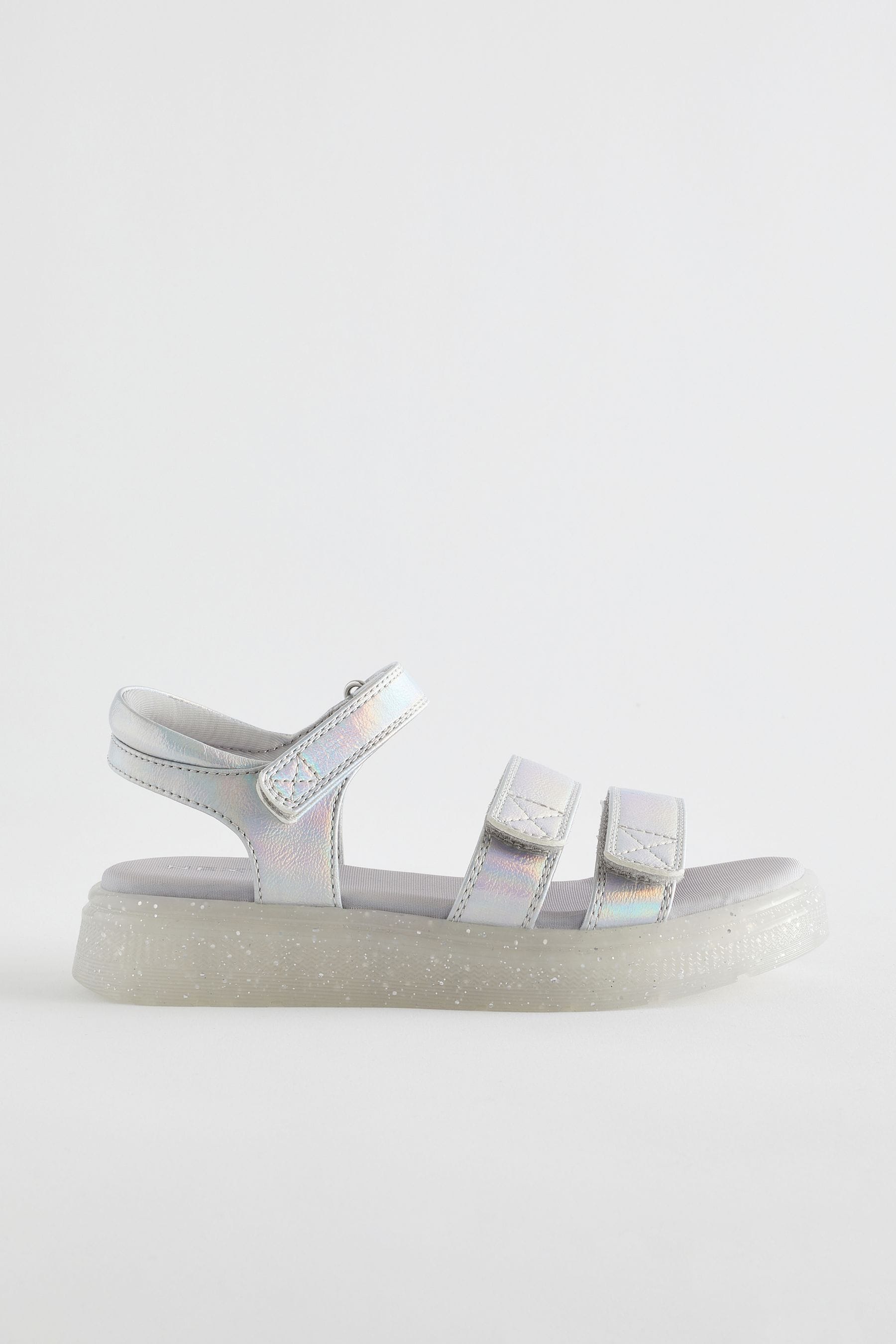 Silver Metallic Chunky Wedge Sandals