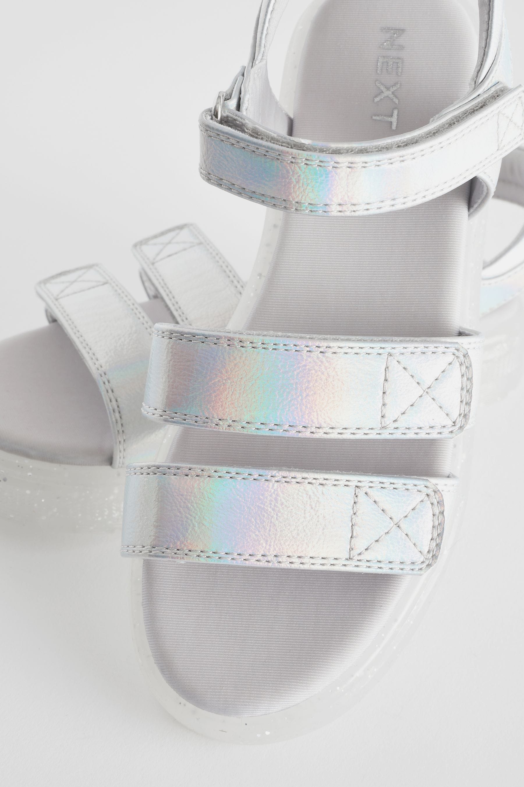 Silver Metallic Chunky Wedge Sandals