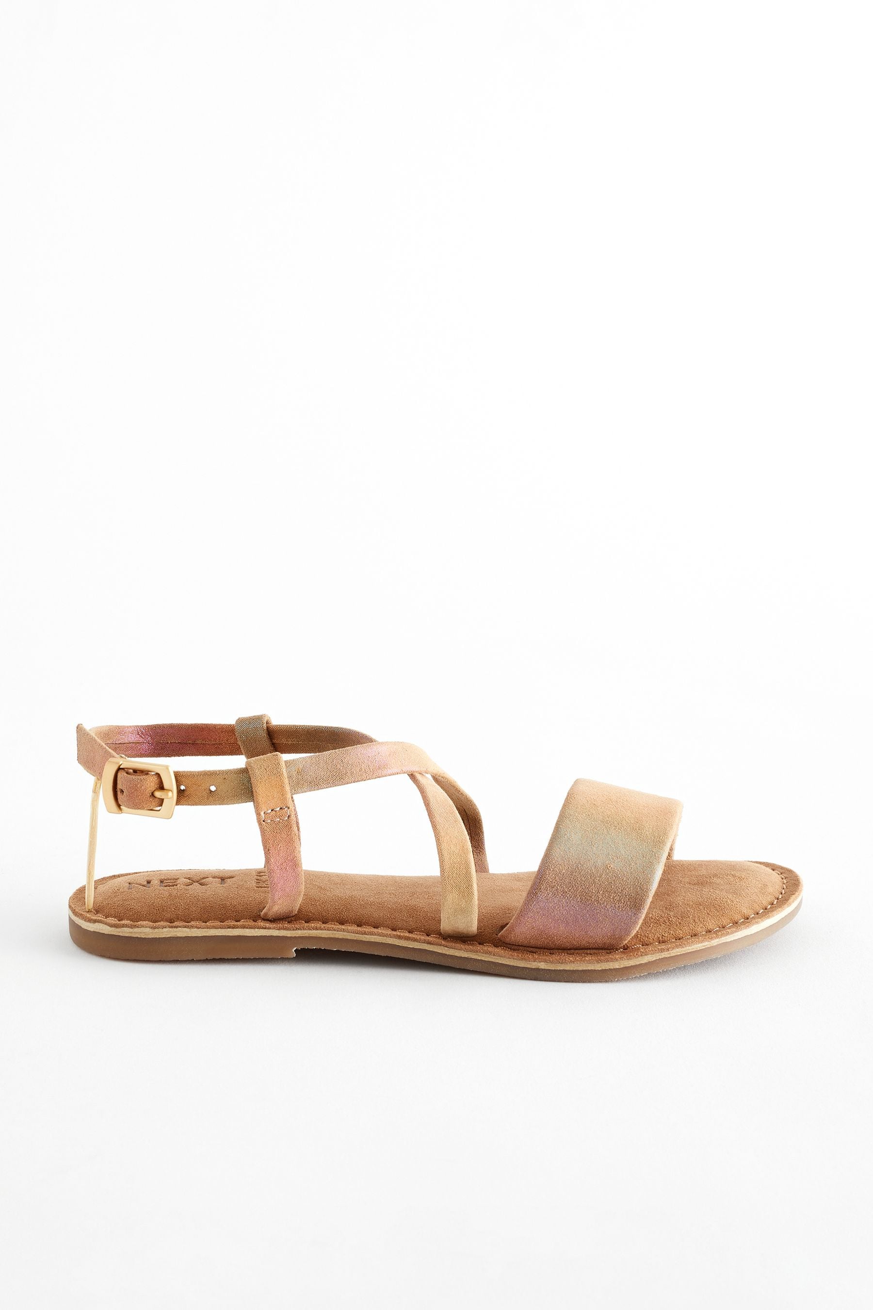 Pastel Rainbow Shimmer Leather Sandals