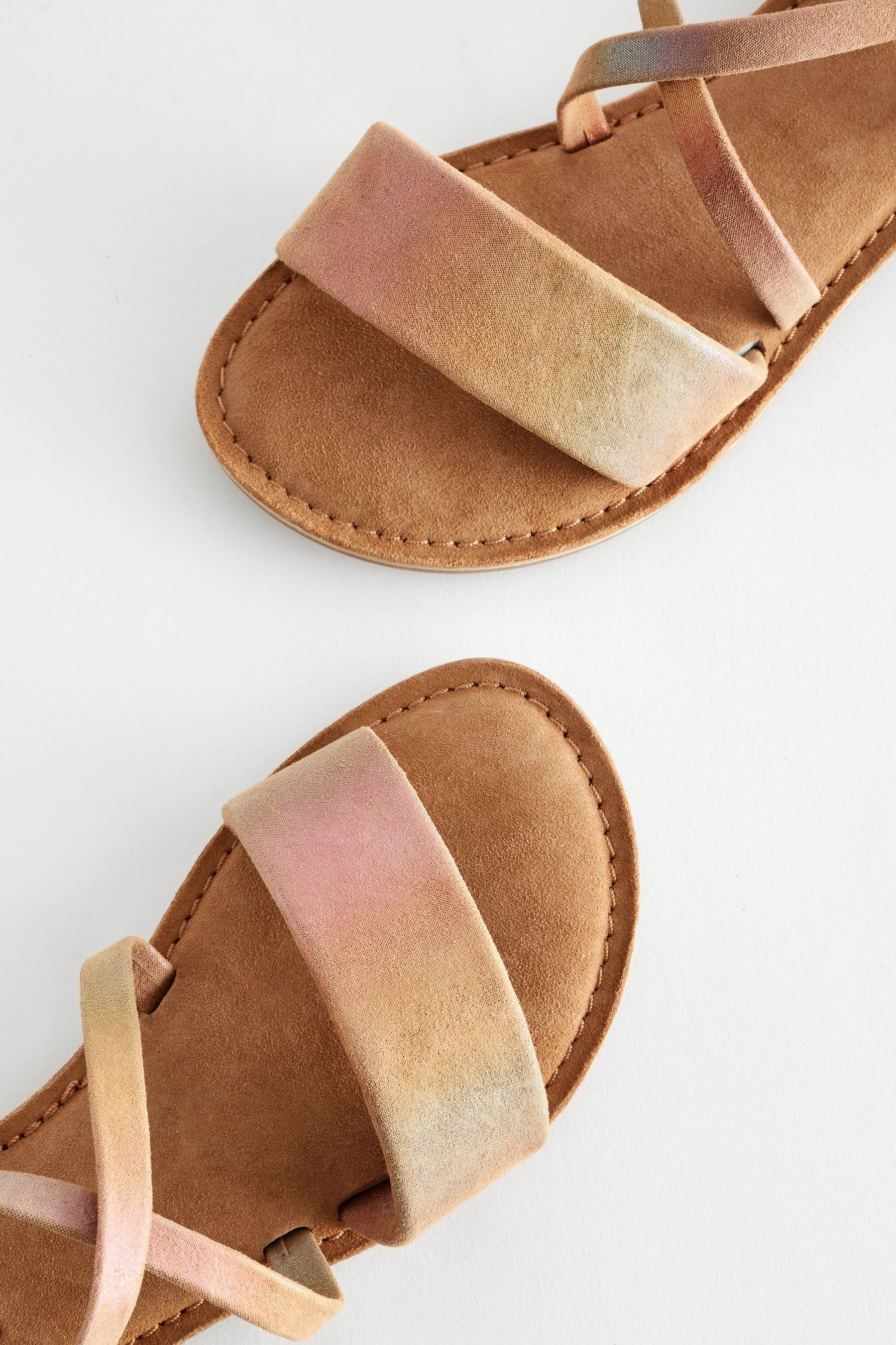 Pastel Rainbow Shimmer Leather Sandals