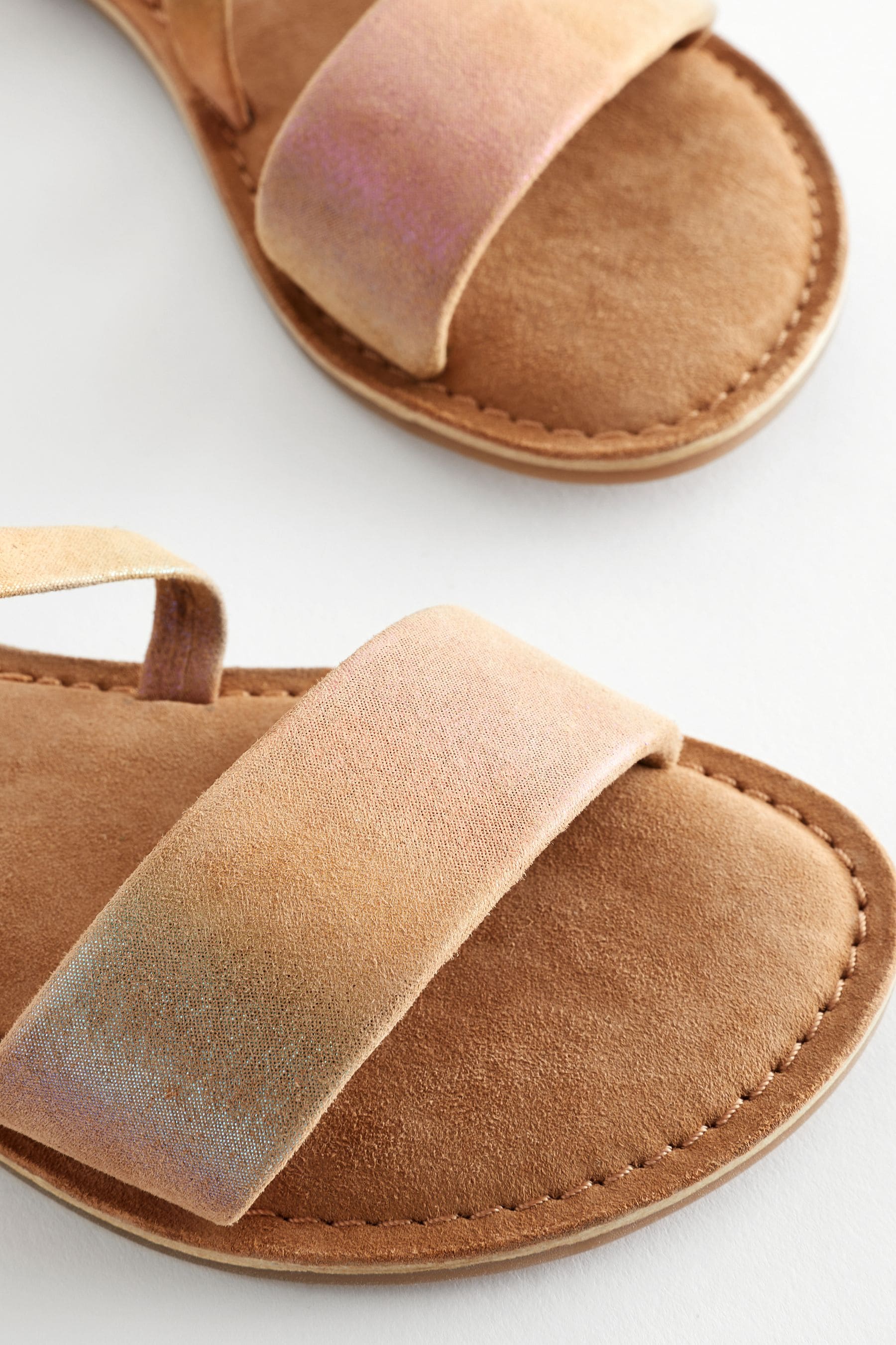 Pastel Rainbow Shimmer Leather Sandals