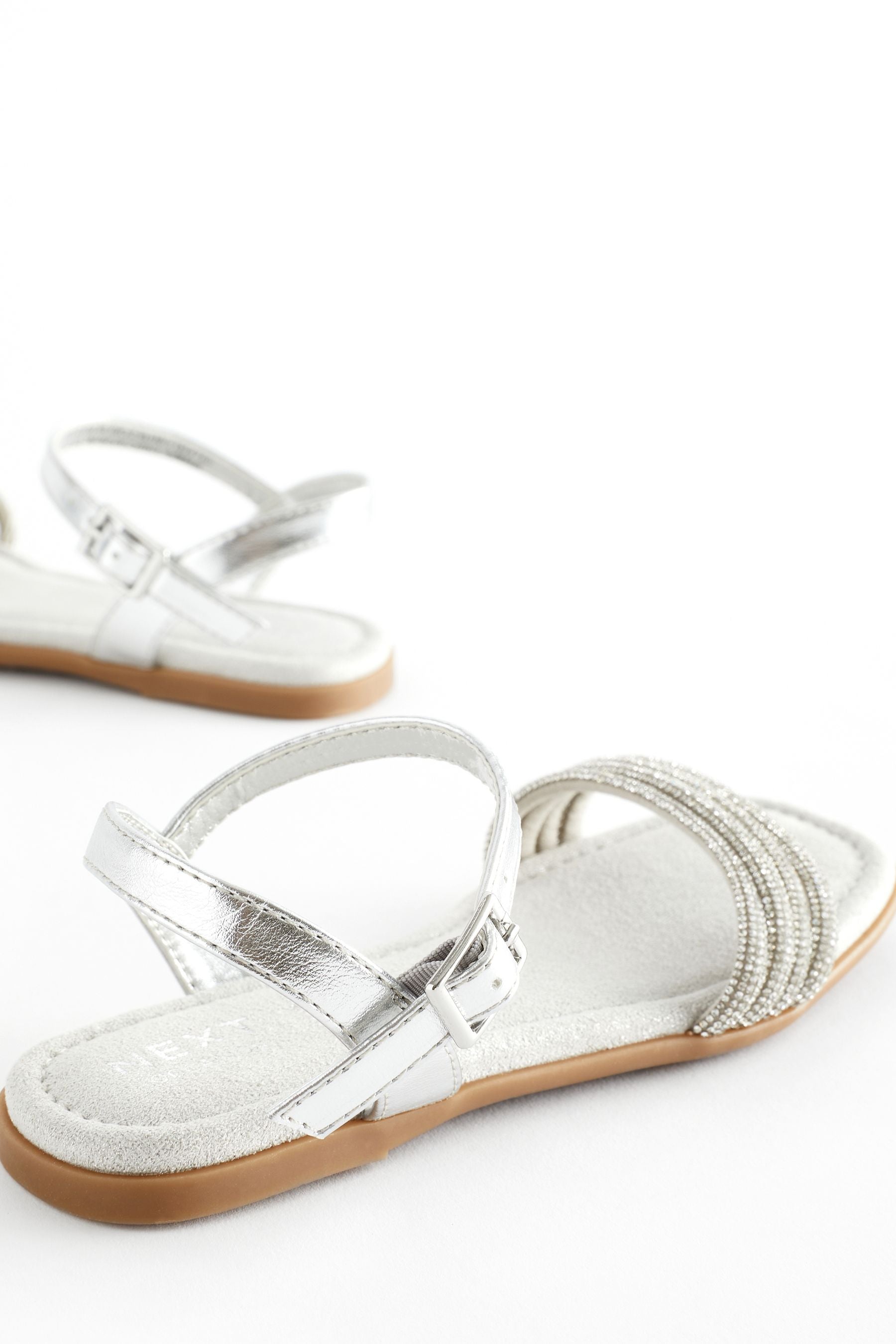 Silver Glitter Occasion Sandals