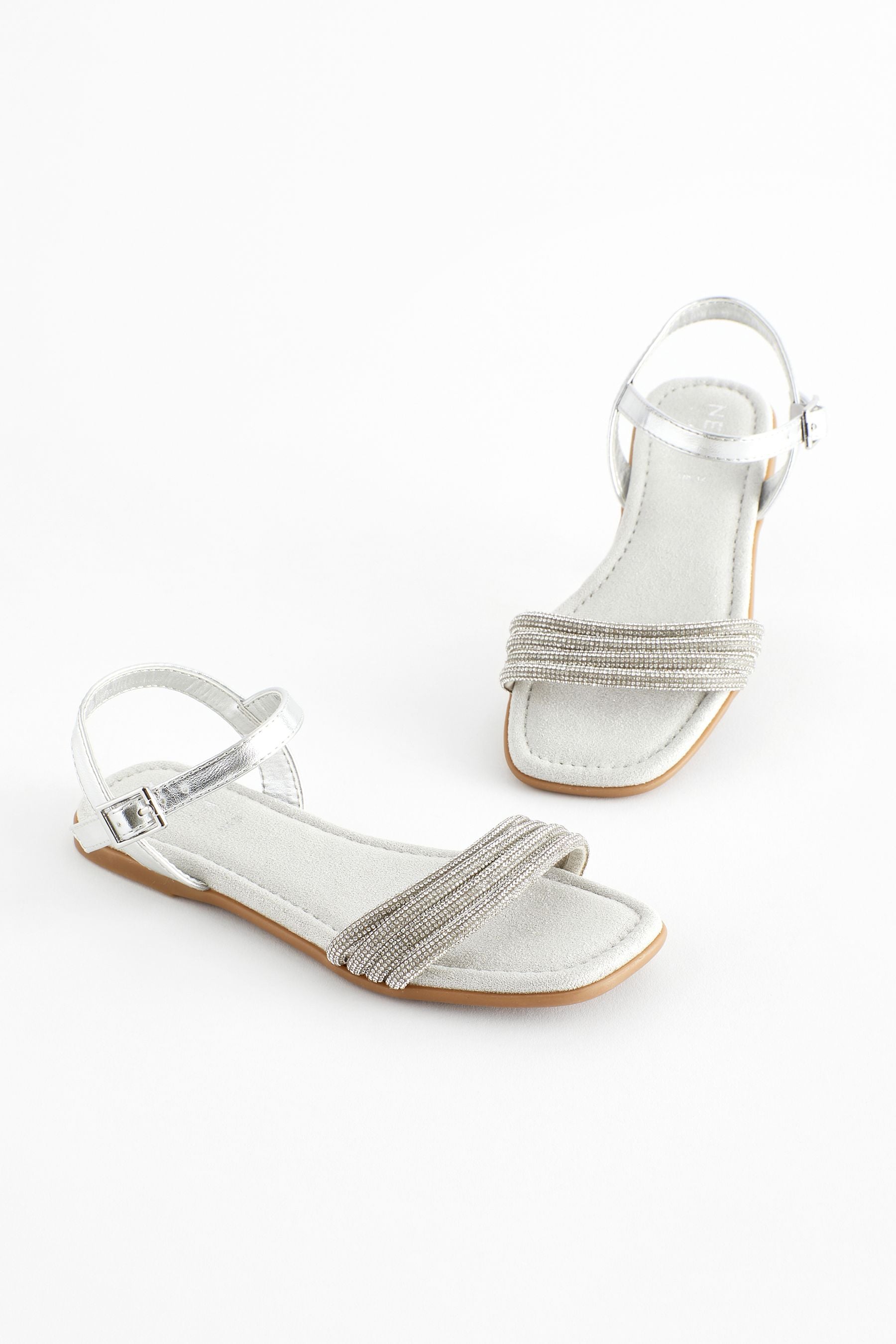 Silver Glitter Occasion Sandals