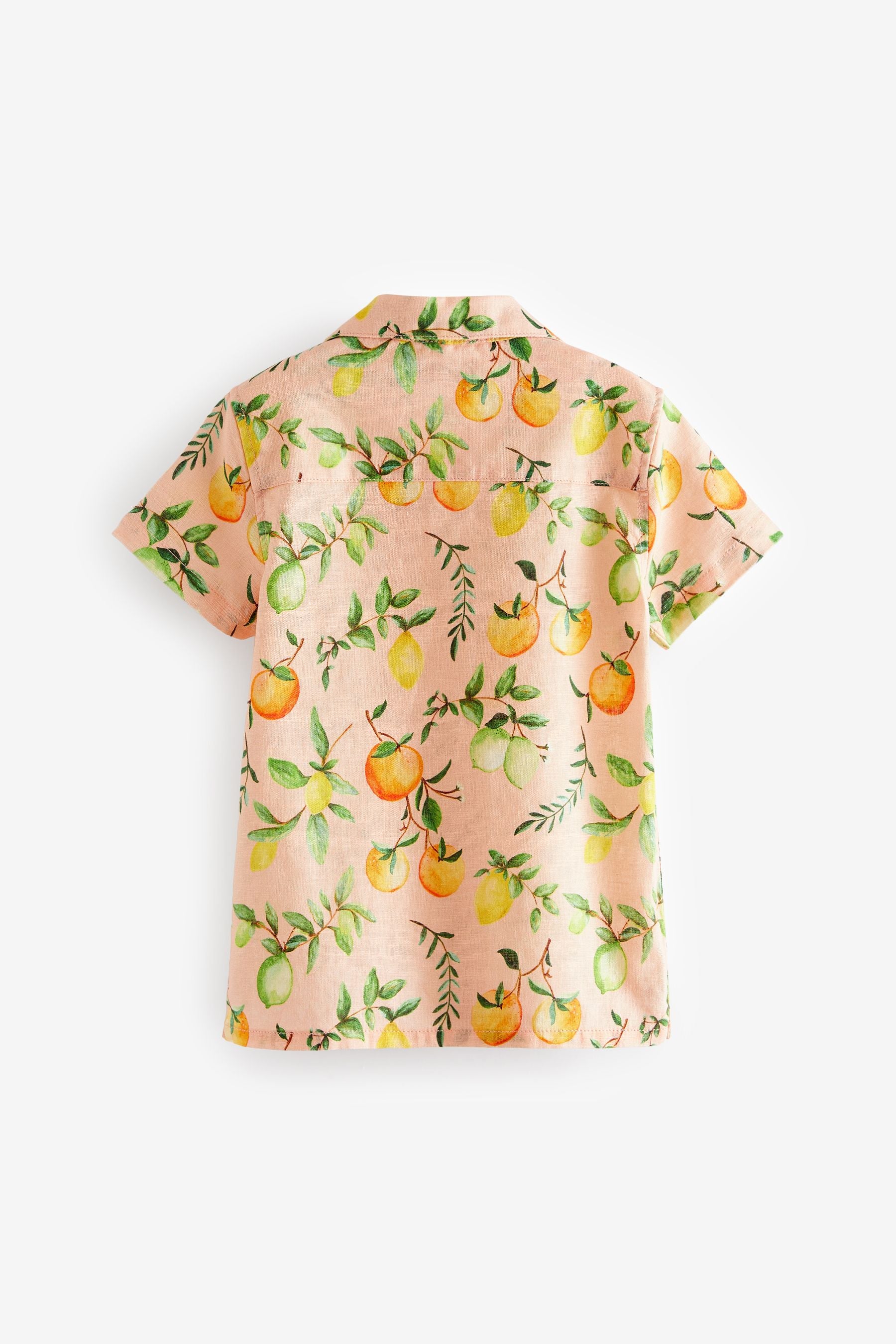 Peach Pink Short Sleeve All Over Print Shirt (3mths-7yrs)