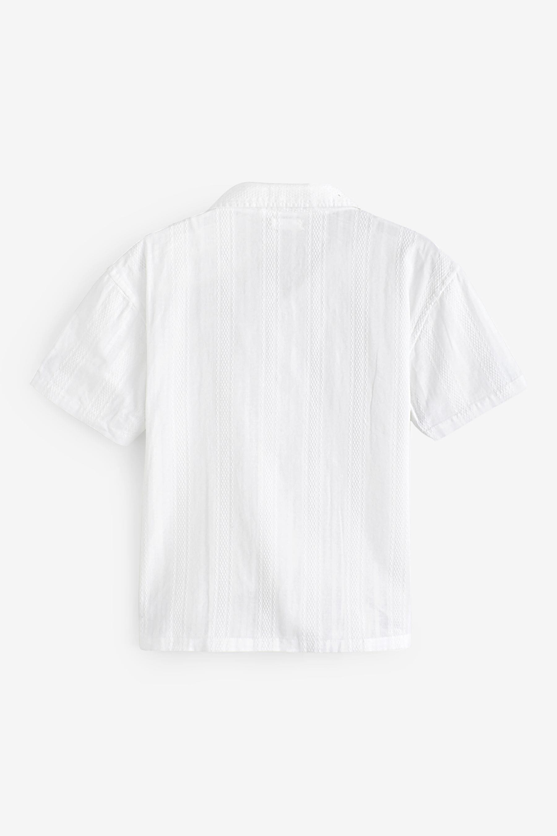 White 100% Cotton Short Sleeves Textured Shirt (3mths-7yrs)