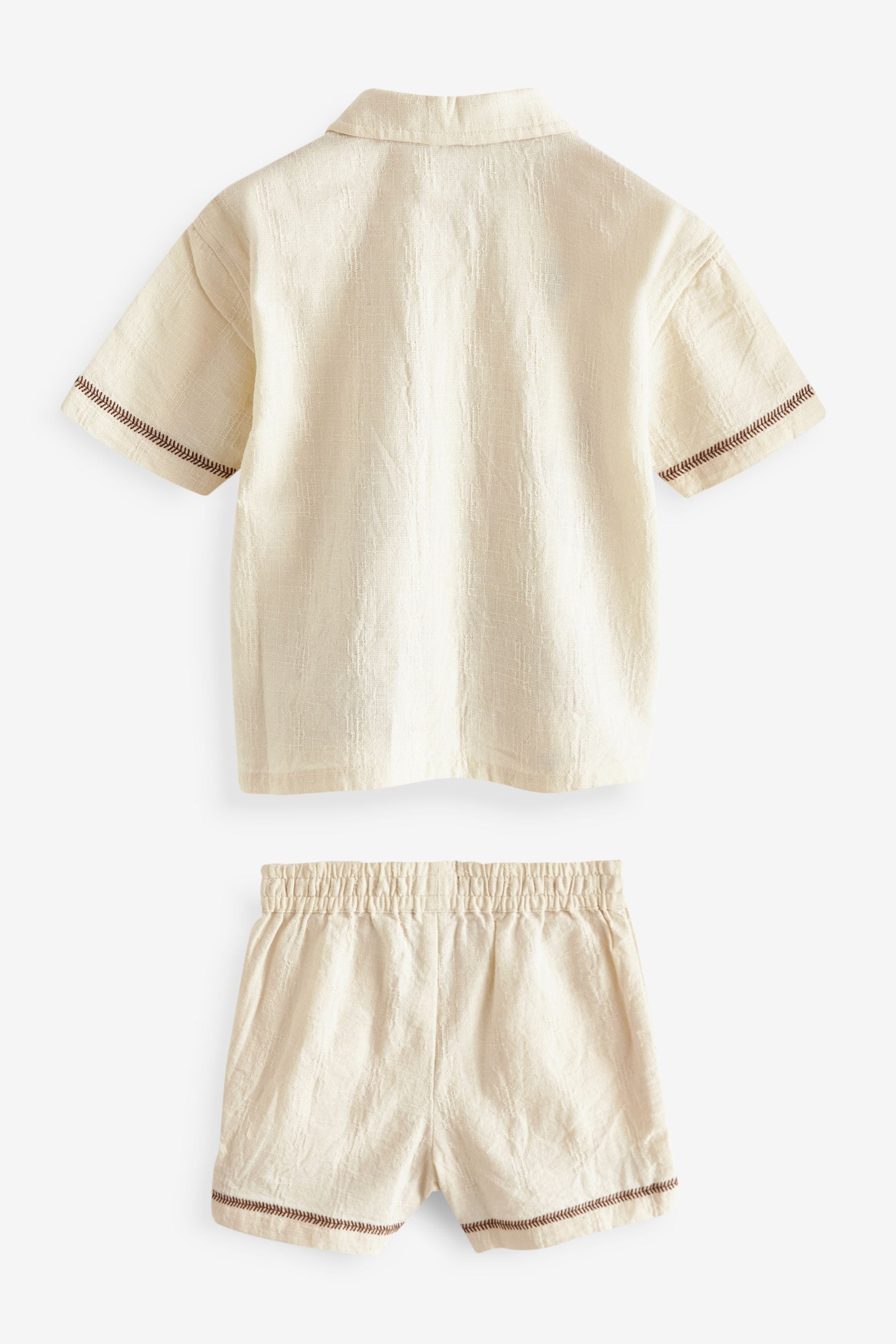 Cream Short Sleeves 100% Cotton Shirt and Short Set (3mths-7yrs)