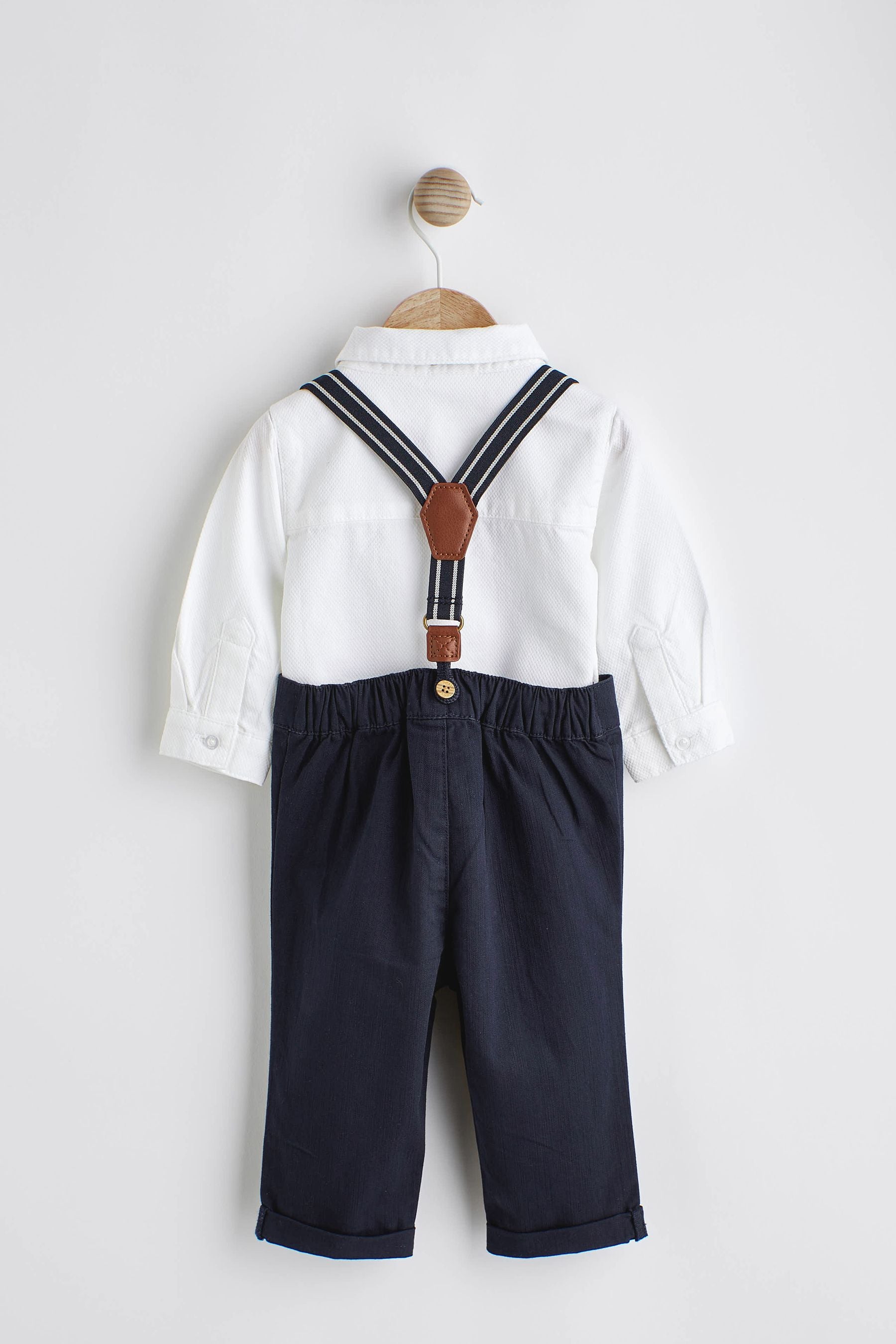 Navy Blue Baby Shirt Trousers and Braces Set 4 Piece (0mths-2yrs)