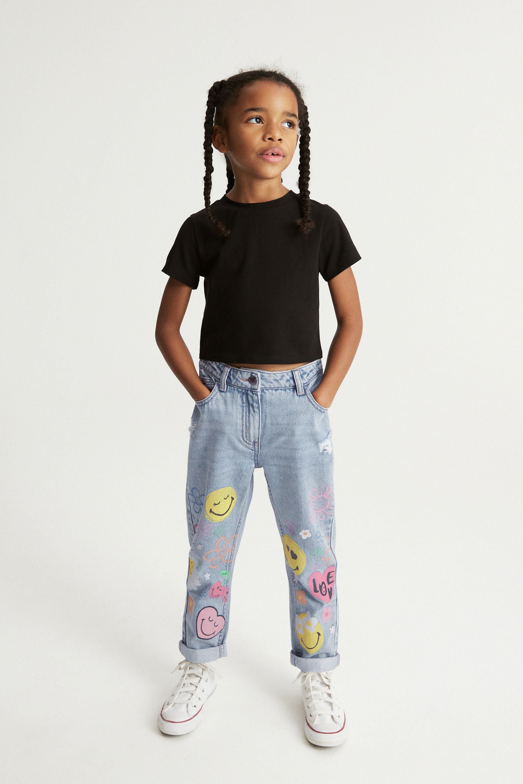 Mid Blue Denim SmileyWorld Mom Jeans (3-16yrs)