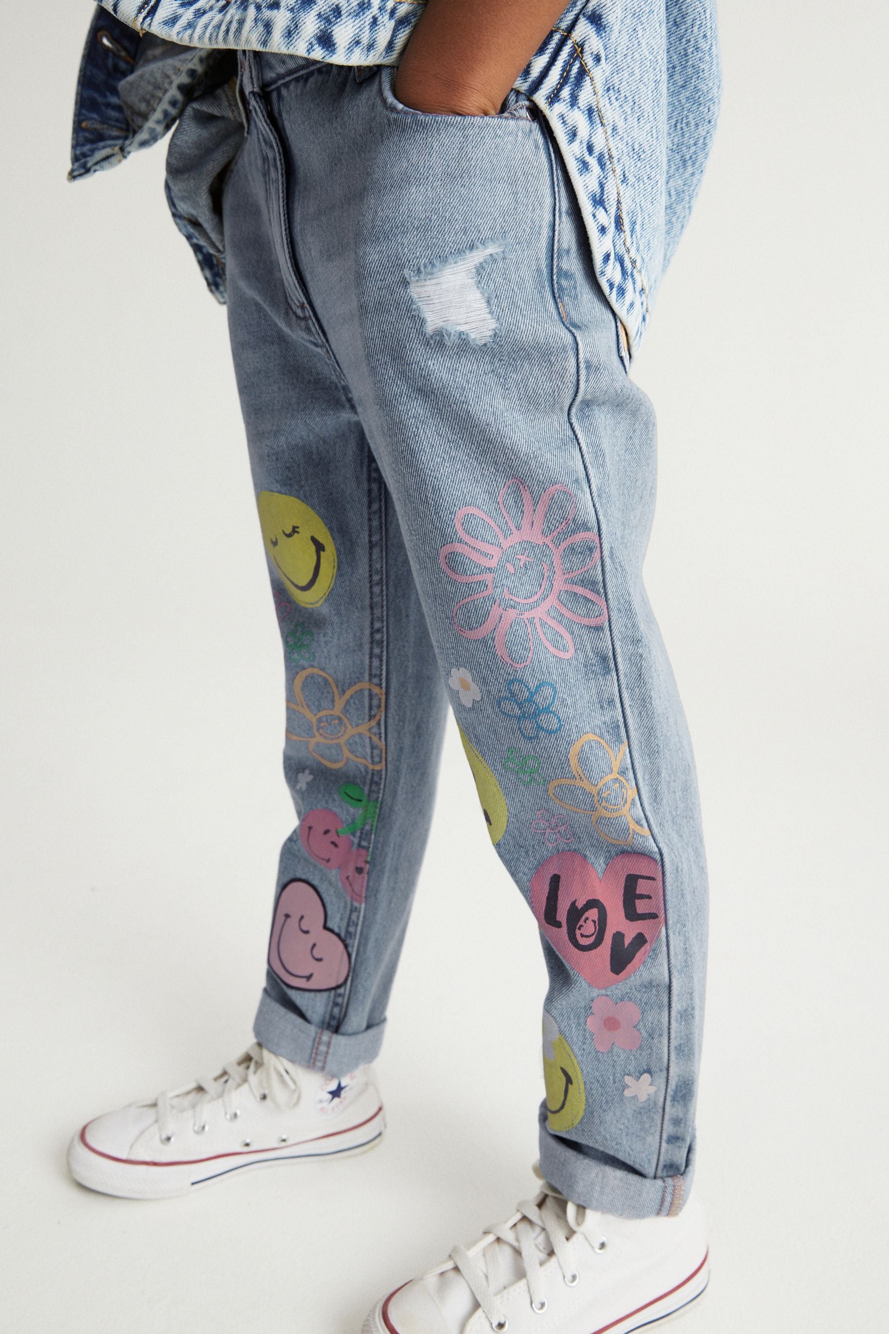 Mid Blue Denim SmileyWorld Mom Jeans (3-16yrs)