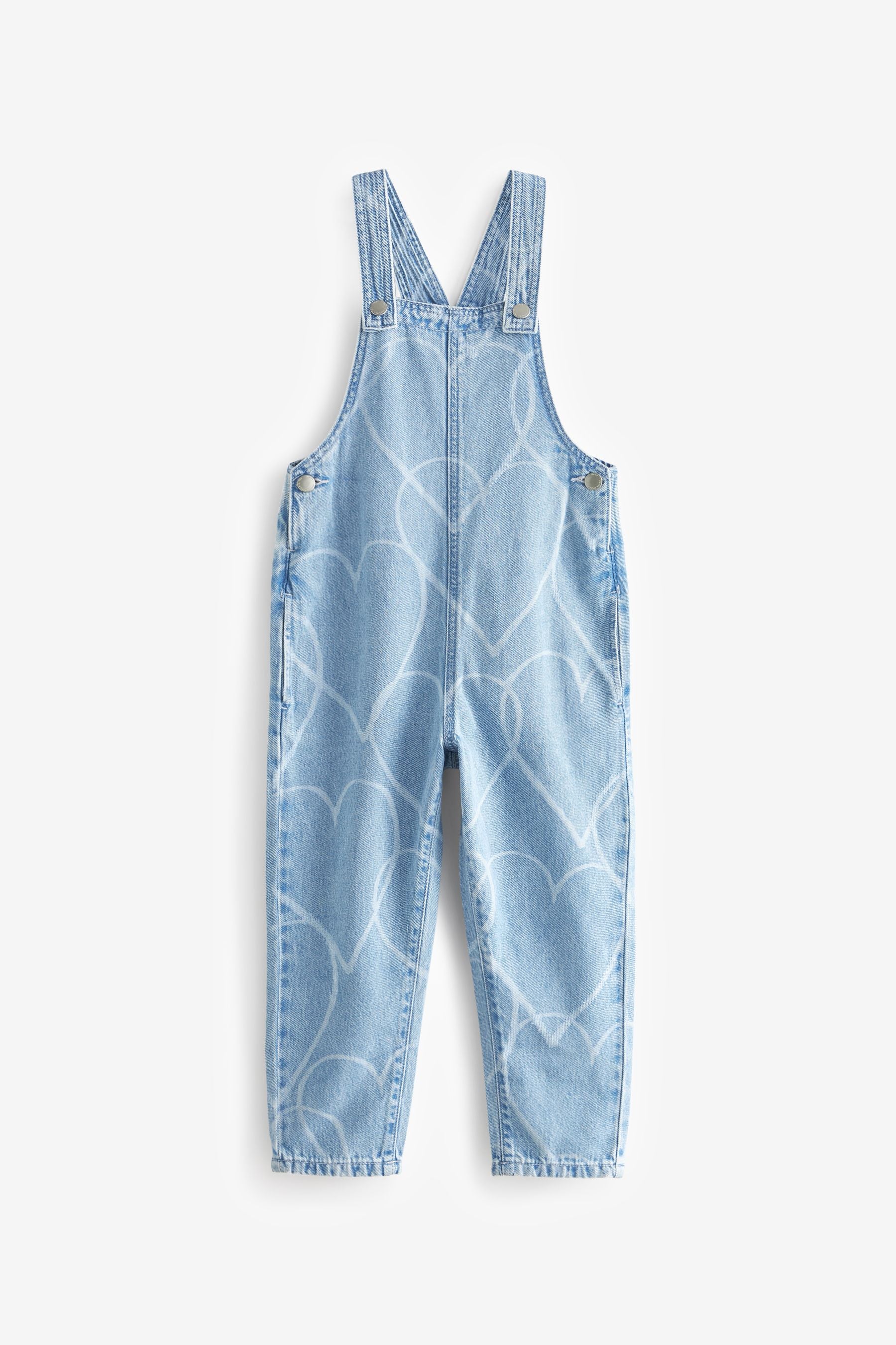 Mid Blue Denim Heart Dungaree (3-16yrs)