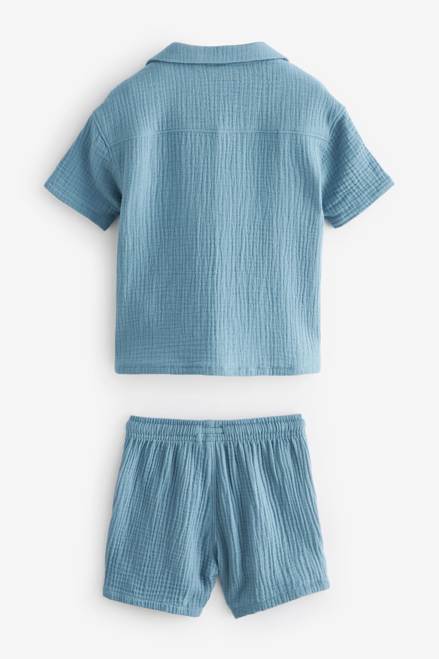 Blue Short Sleeve Textured Shirt and Shorts Set (3mths-12yrs)