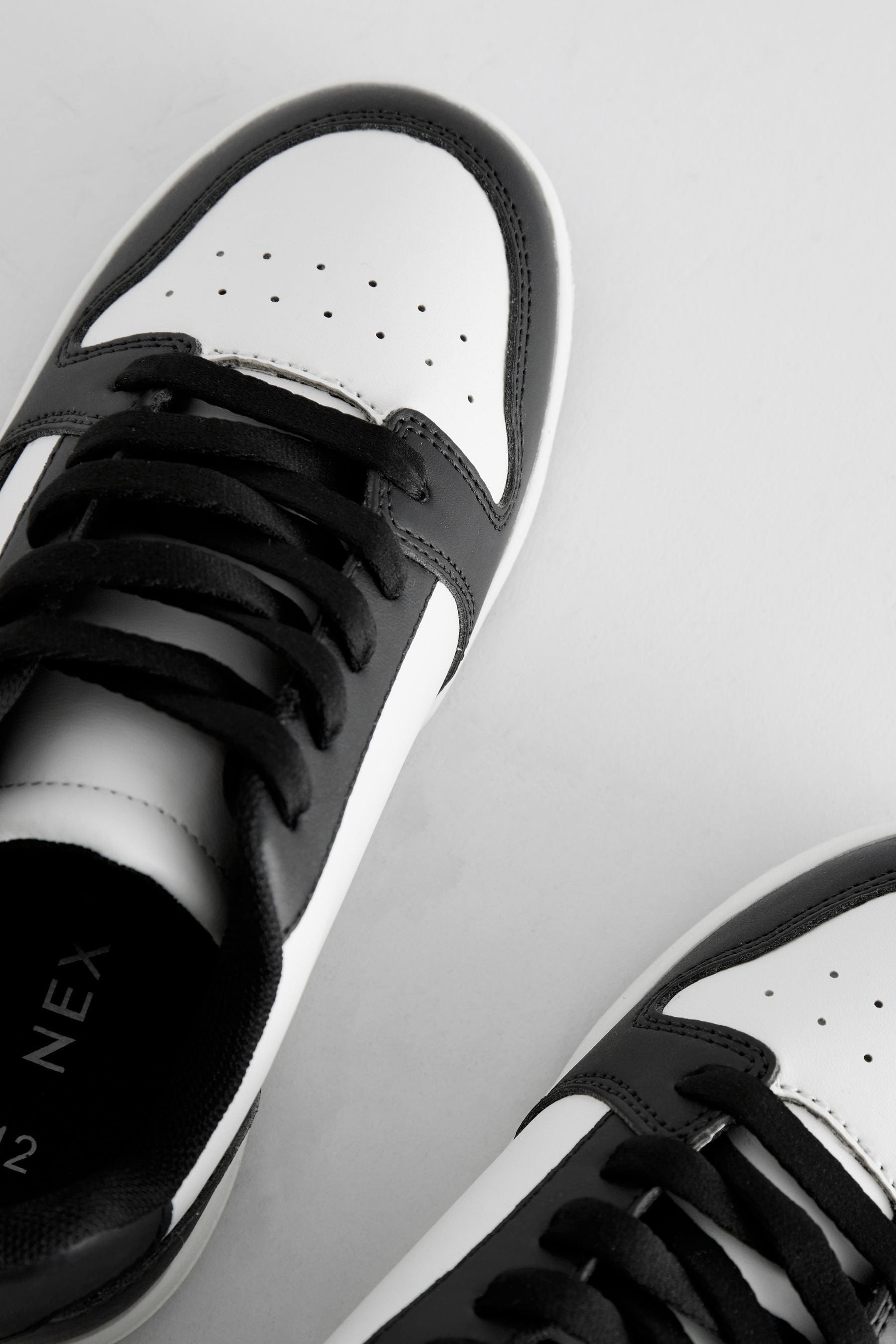 White/ Black Lace-Up Trainers