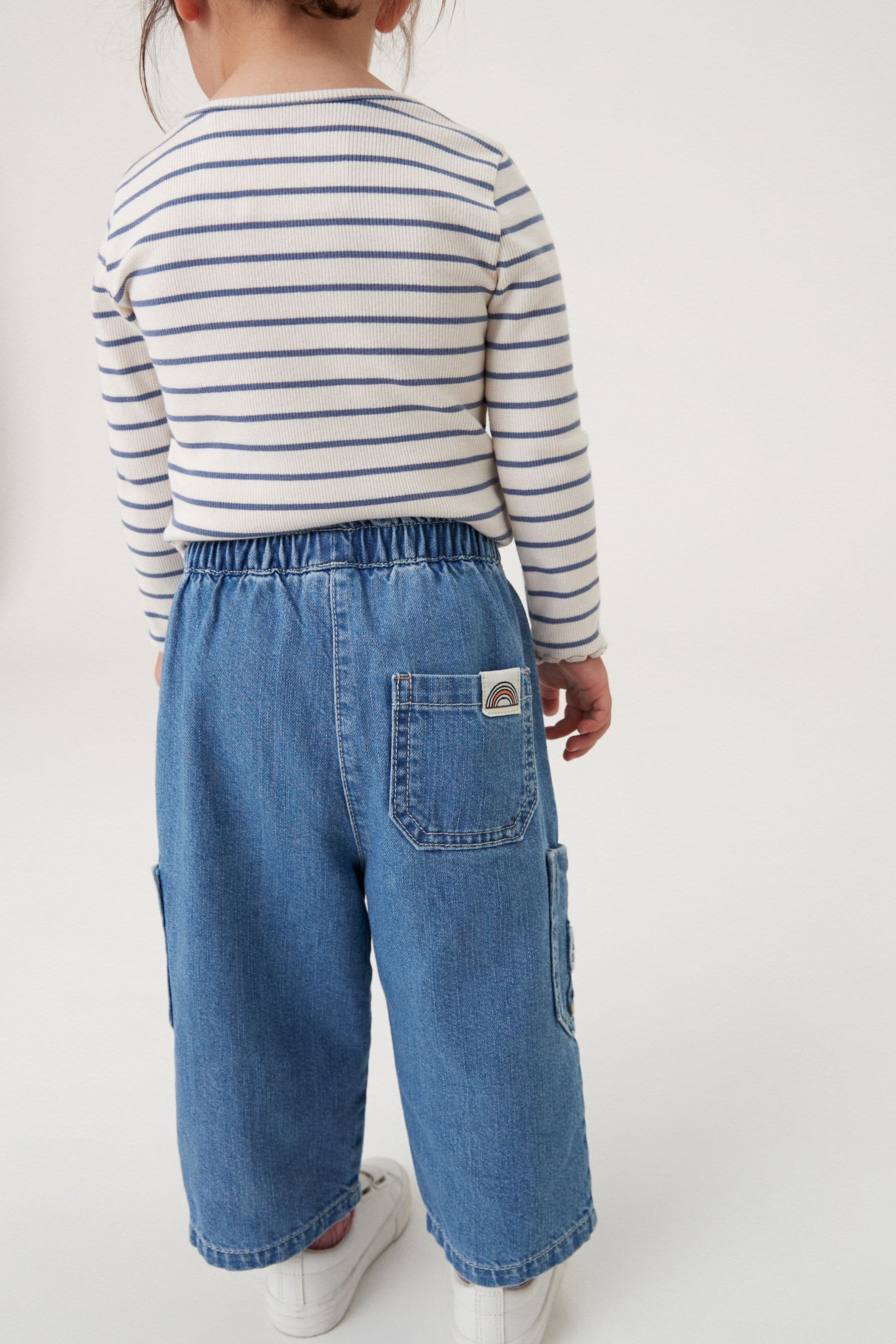 Mid Blue Denim Character Pocket Wide Leg Jeans (3mths-7yrs)