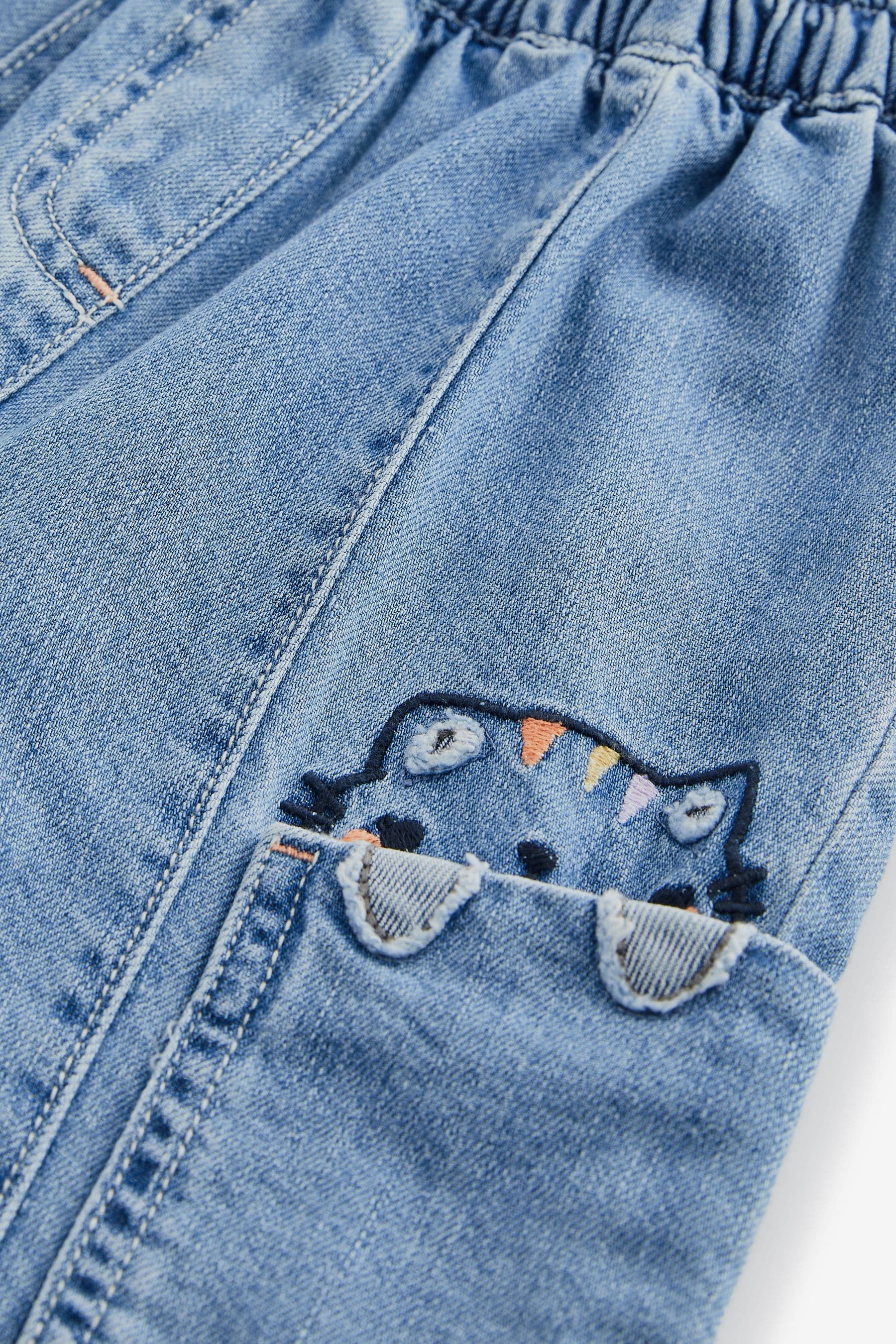 Mid Blue Denim Character Pocket Wide Leg Jeans (3mths-7yrs)