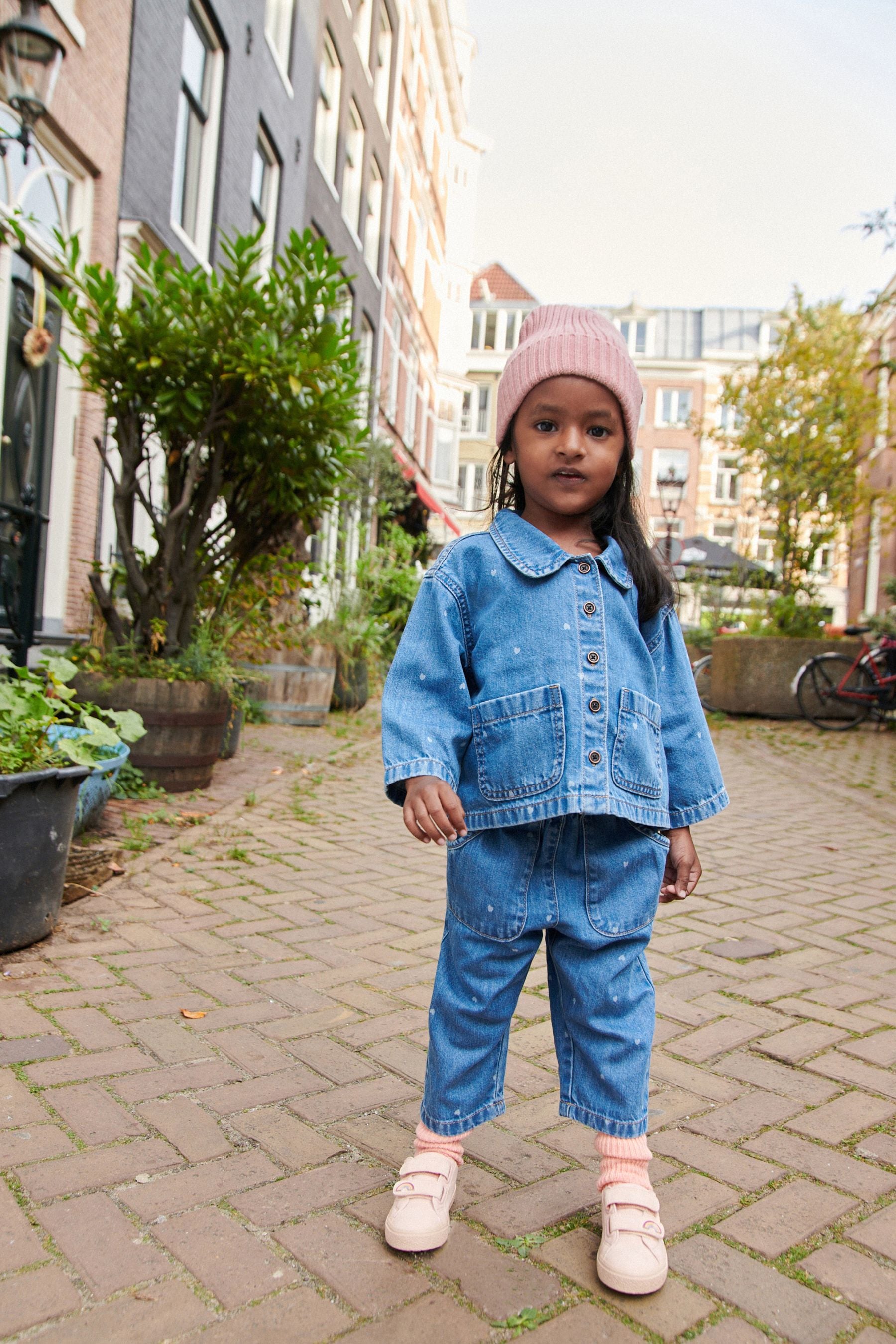 Mid Blue Denim 100% Cotton Shirt And Trousers Set (3mths-7yrs)