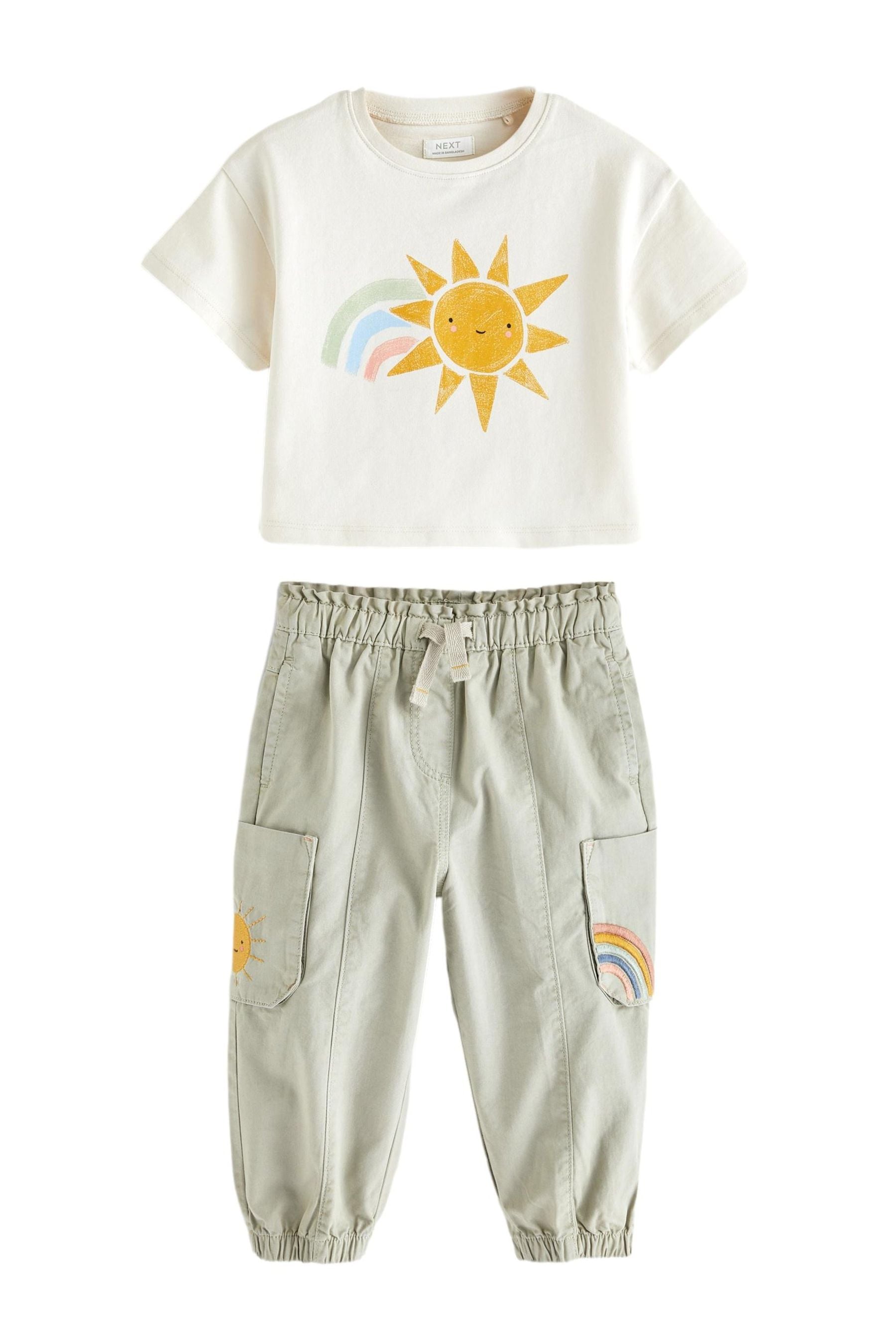 Sage Green Cargo Trousers and T-Shirt Set (3mths-7yrs)