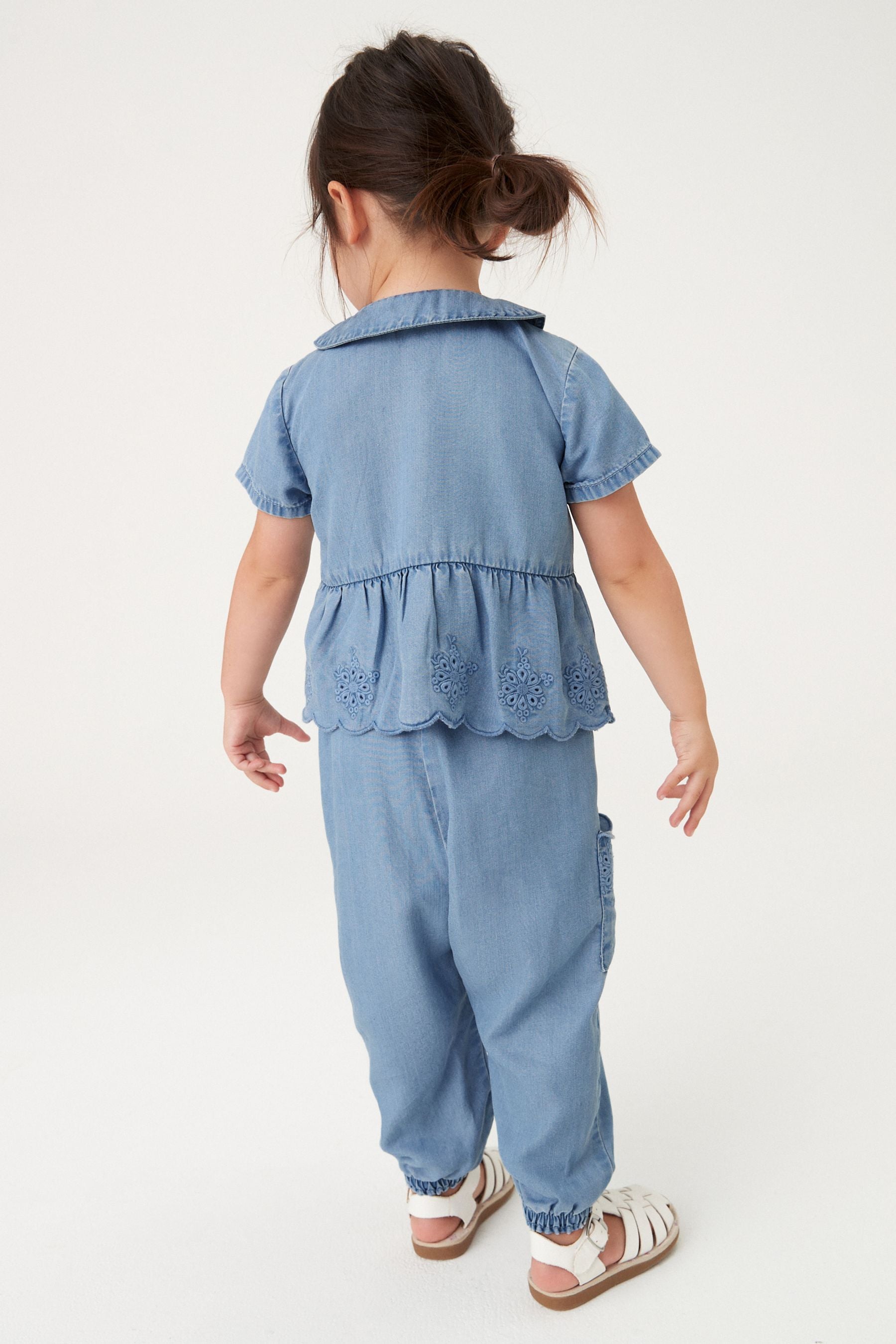 Denim Broderie Shirt and Trousers Set (3mths-7yrs)