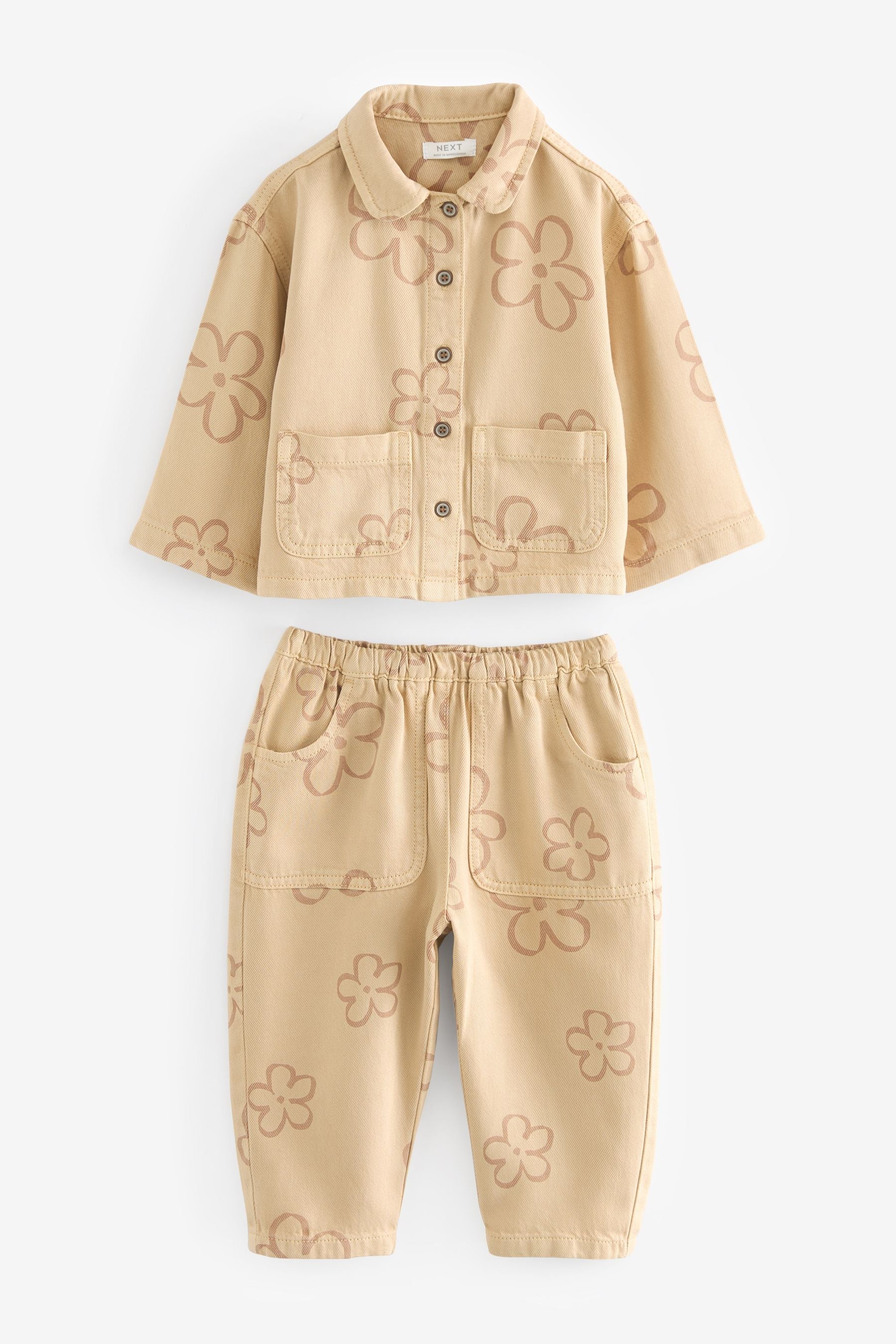 Stone Natural Shirt And Trousers Set (3mths-7yrs)