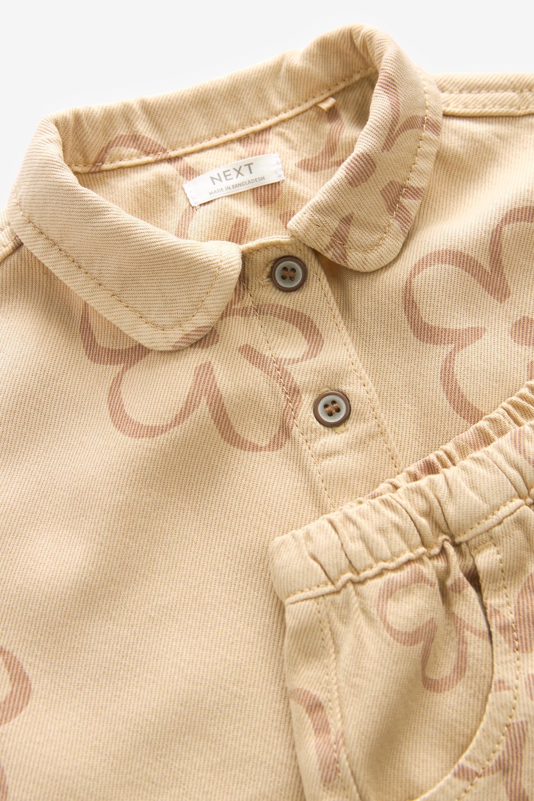 Stone Natural Shirt And Trousers Set (3mths-7yrs)