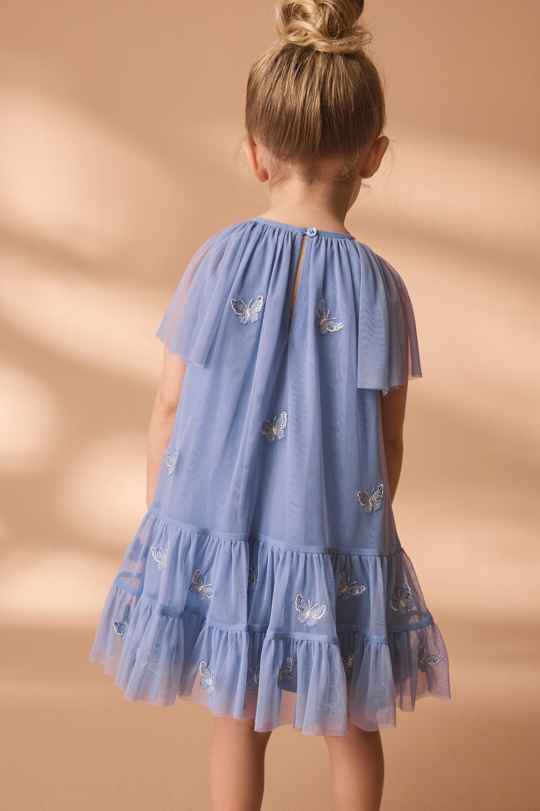 Blue Butterfly Mesh Dress (3mths-7yrs)