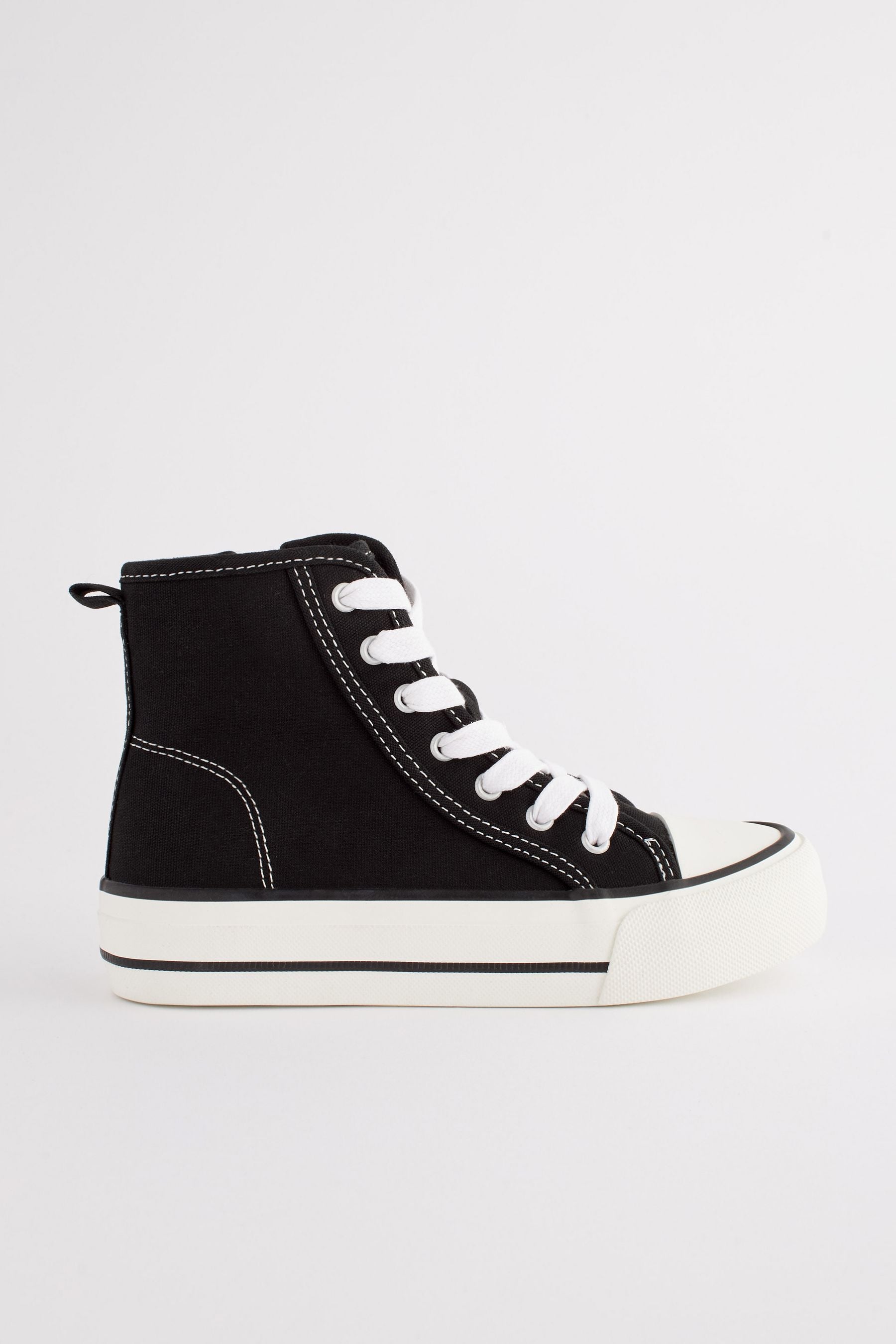 Black Chunky High Top Lace-Up Trainers