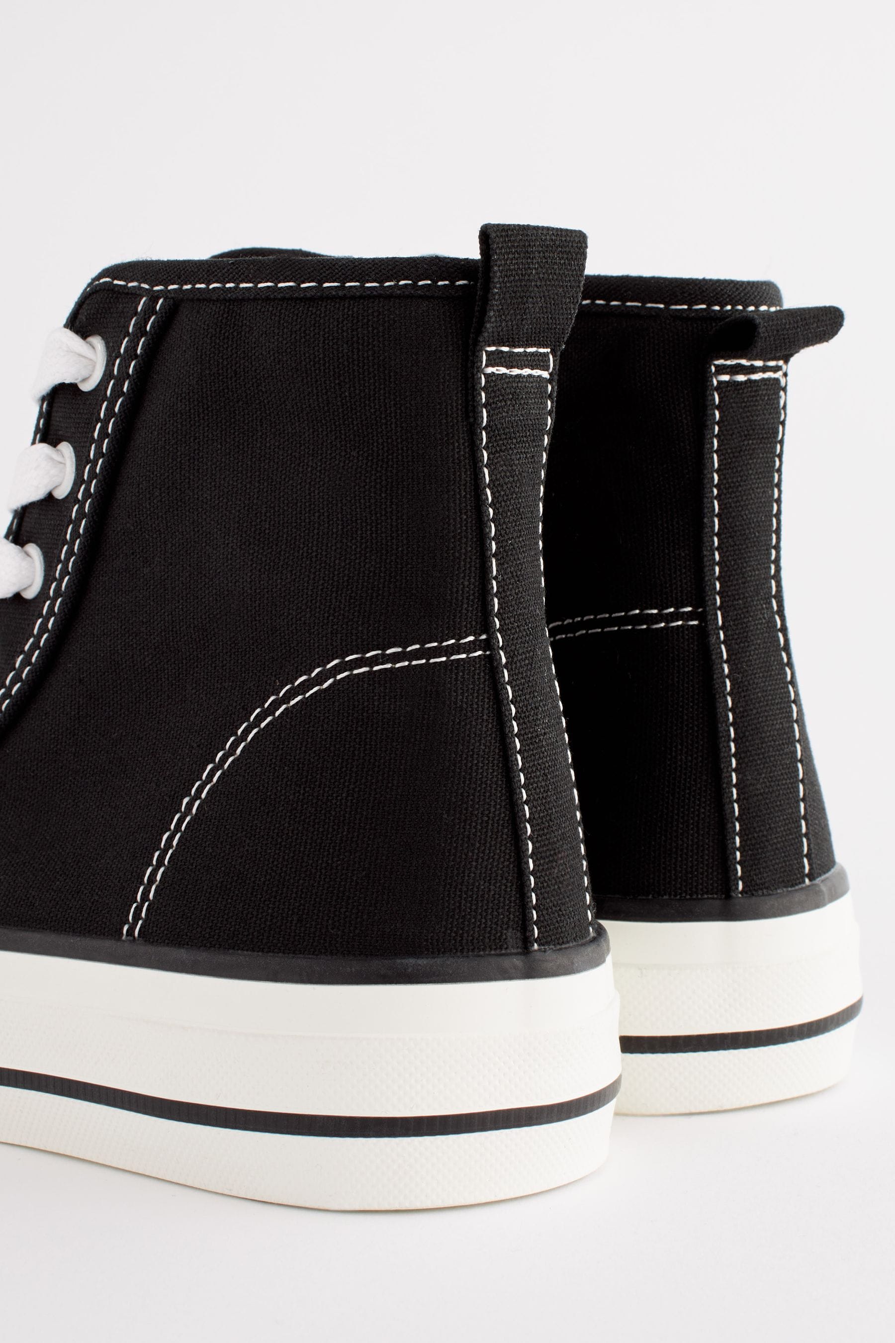 Black Chunky High Top Lace-Up Trainers