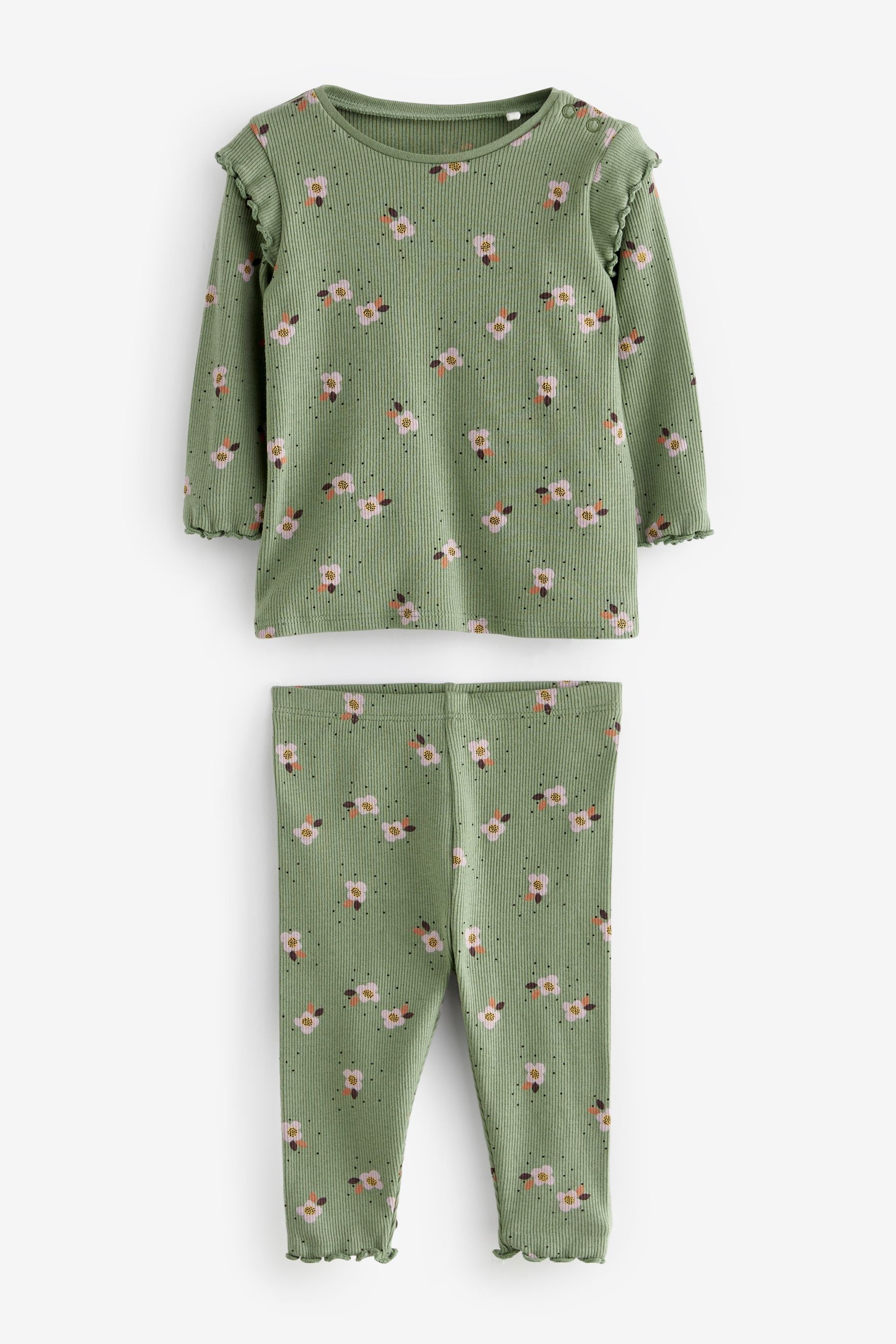 Green Floral Baby Top And Leggings Set