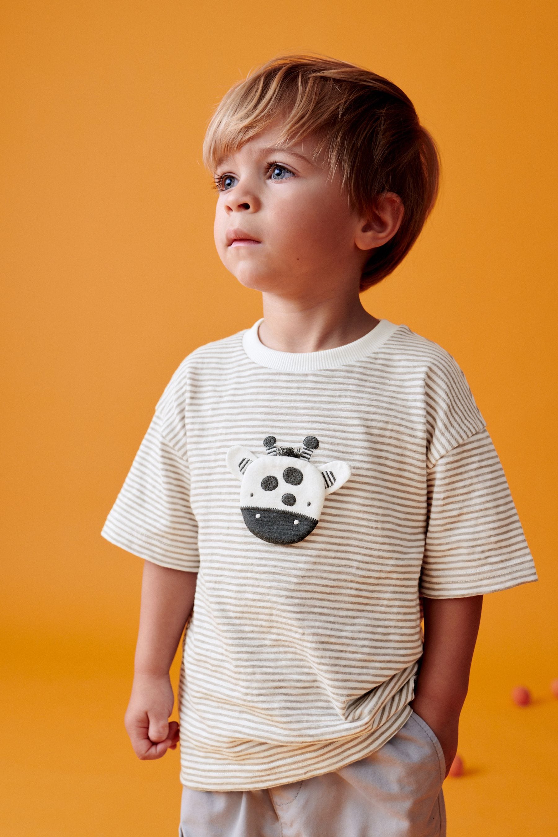 Monochrome 3D Character Short Sleeve T-Shirt (3mths-7yrs)