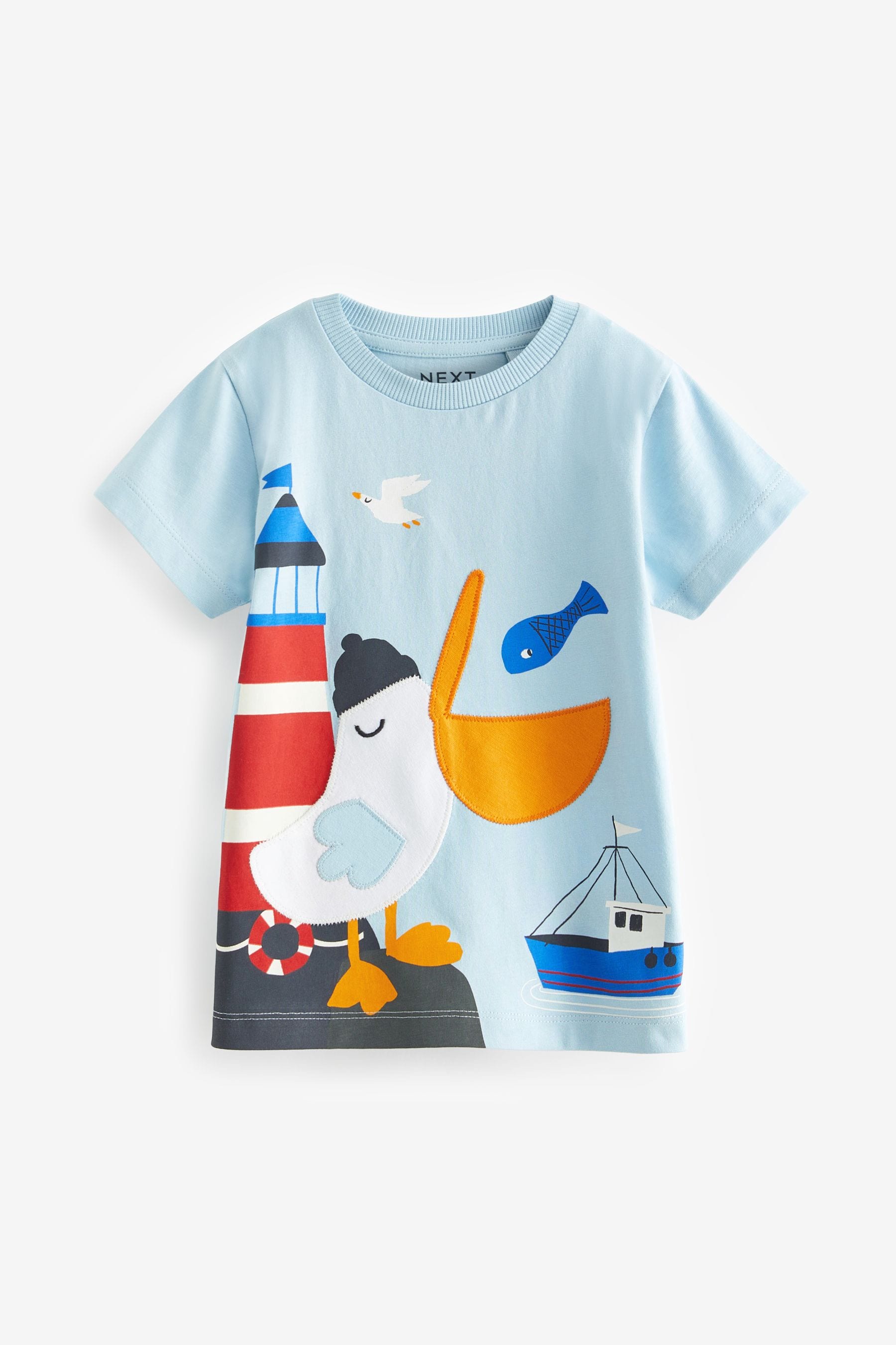 White Pelican Appliqu?© Character Short Sleeve T-Shirt (3mths-7yrs)