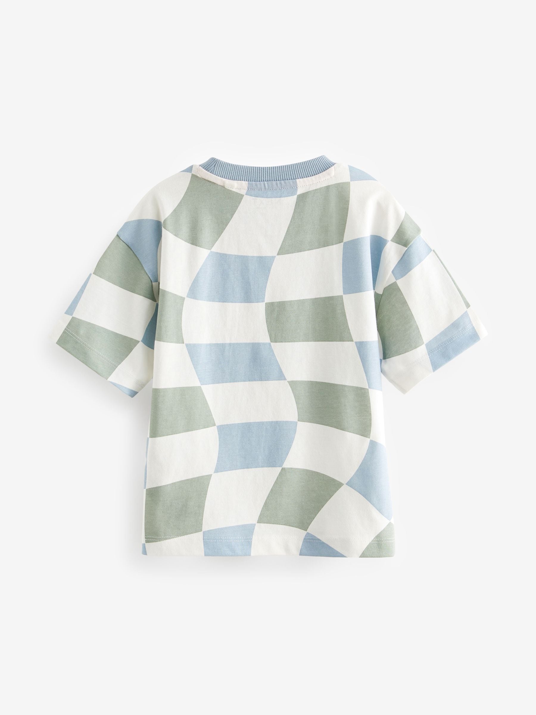 Blue/Green All-Over Print 100% Cotton Short Sleeve T-Shirt (3mths-7yrs)