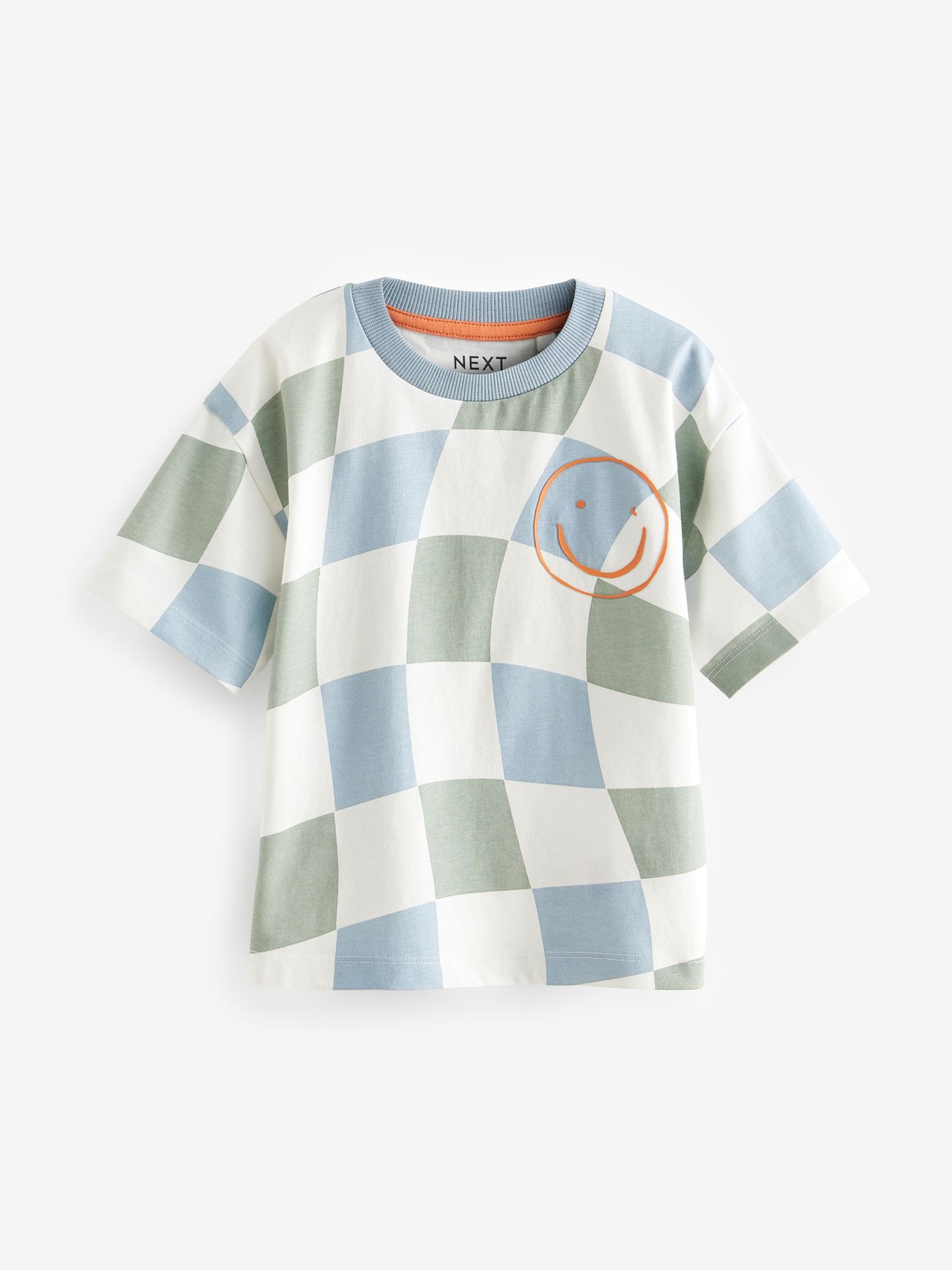 Blue/Green All-Over Print 100% Cotton Short Sleeve T-Shirt (3mths-7yrs)