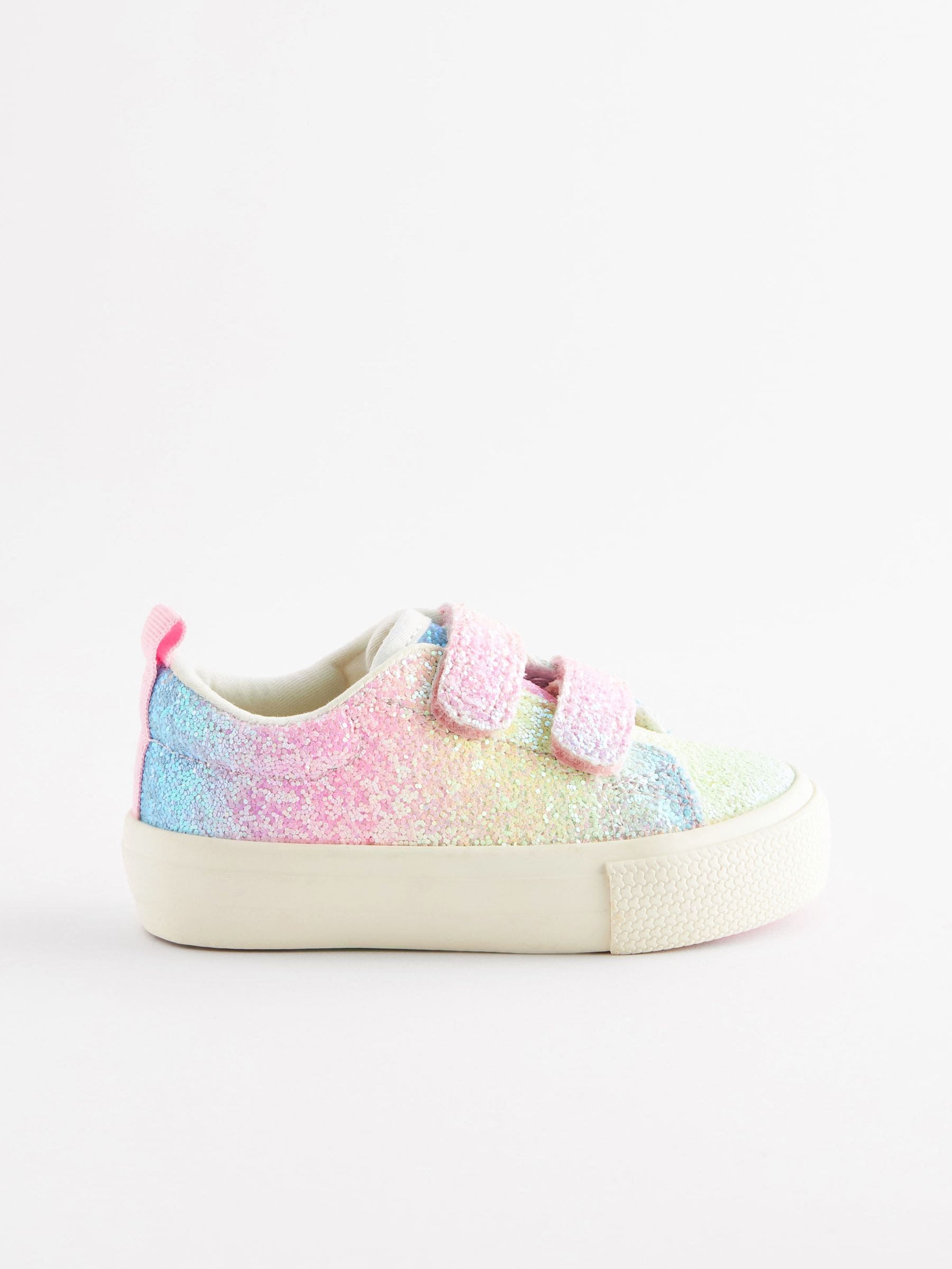 Rainbow Pink Glitter Chunky Trainers With Touch Fastening