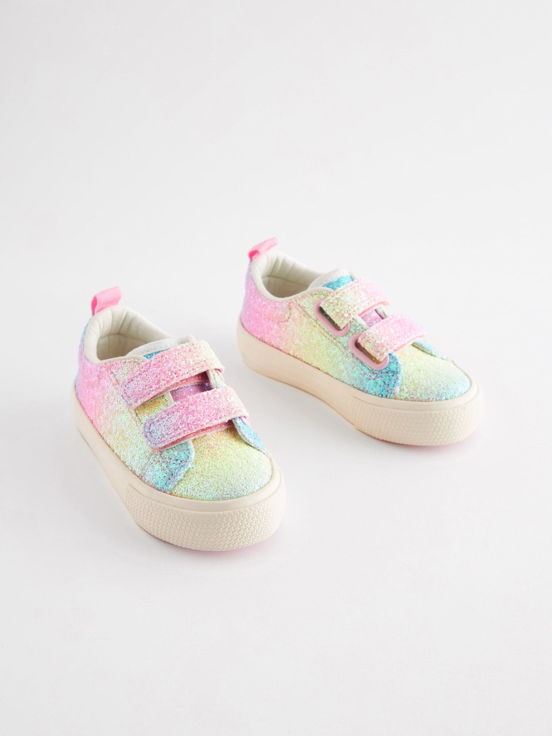 Rainbow Pink Glitter Chunky Trainers With Touch Fastening