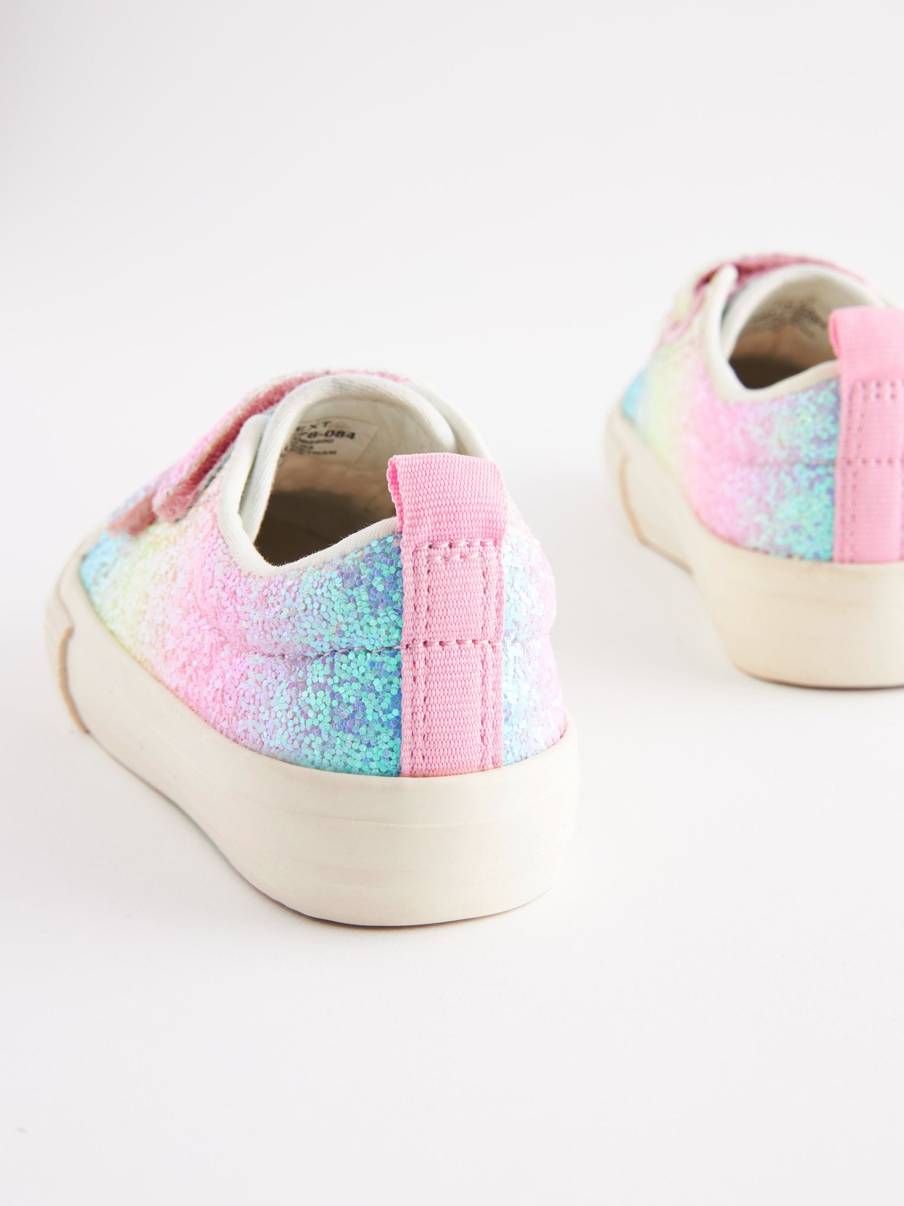 Rainbow Pink Glitter Chunky Trainers With Touch Fastening