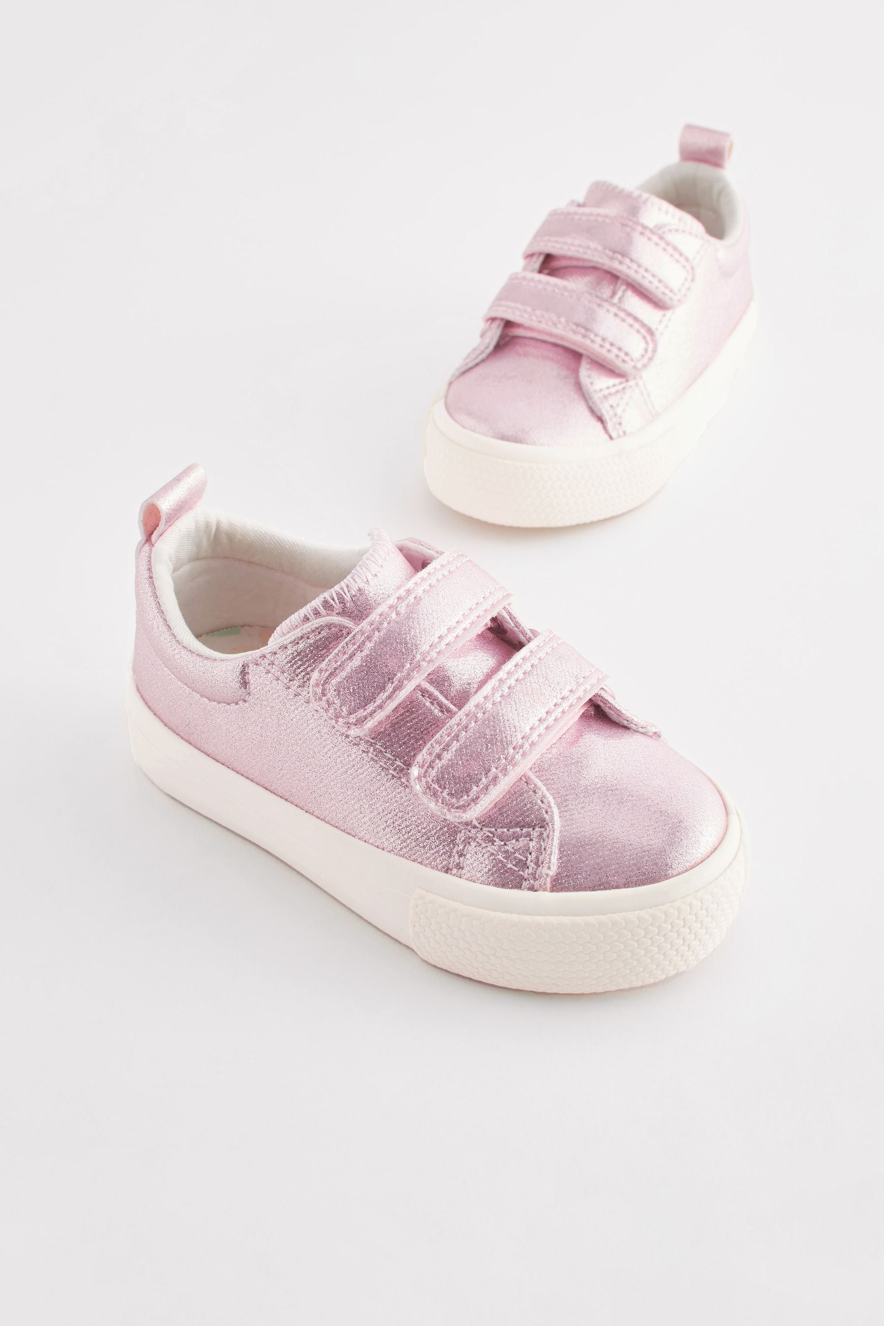 Pink Metallic Standard Fit (F) Chunky Trainers With Touch Fastening