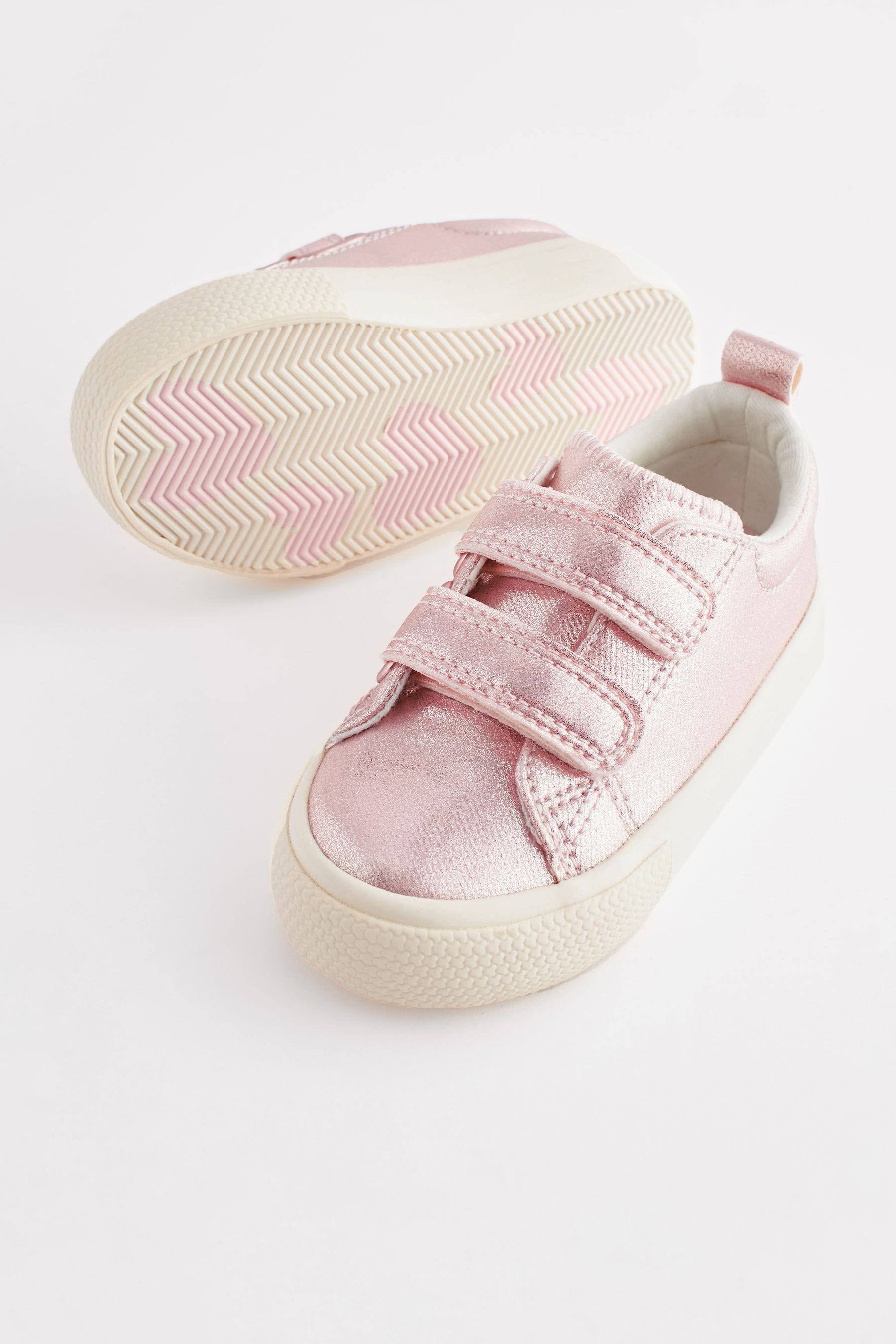 Pink Metallic Standard Fit (F) Chunky Trainers With Touch Fastening