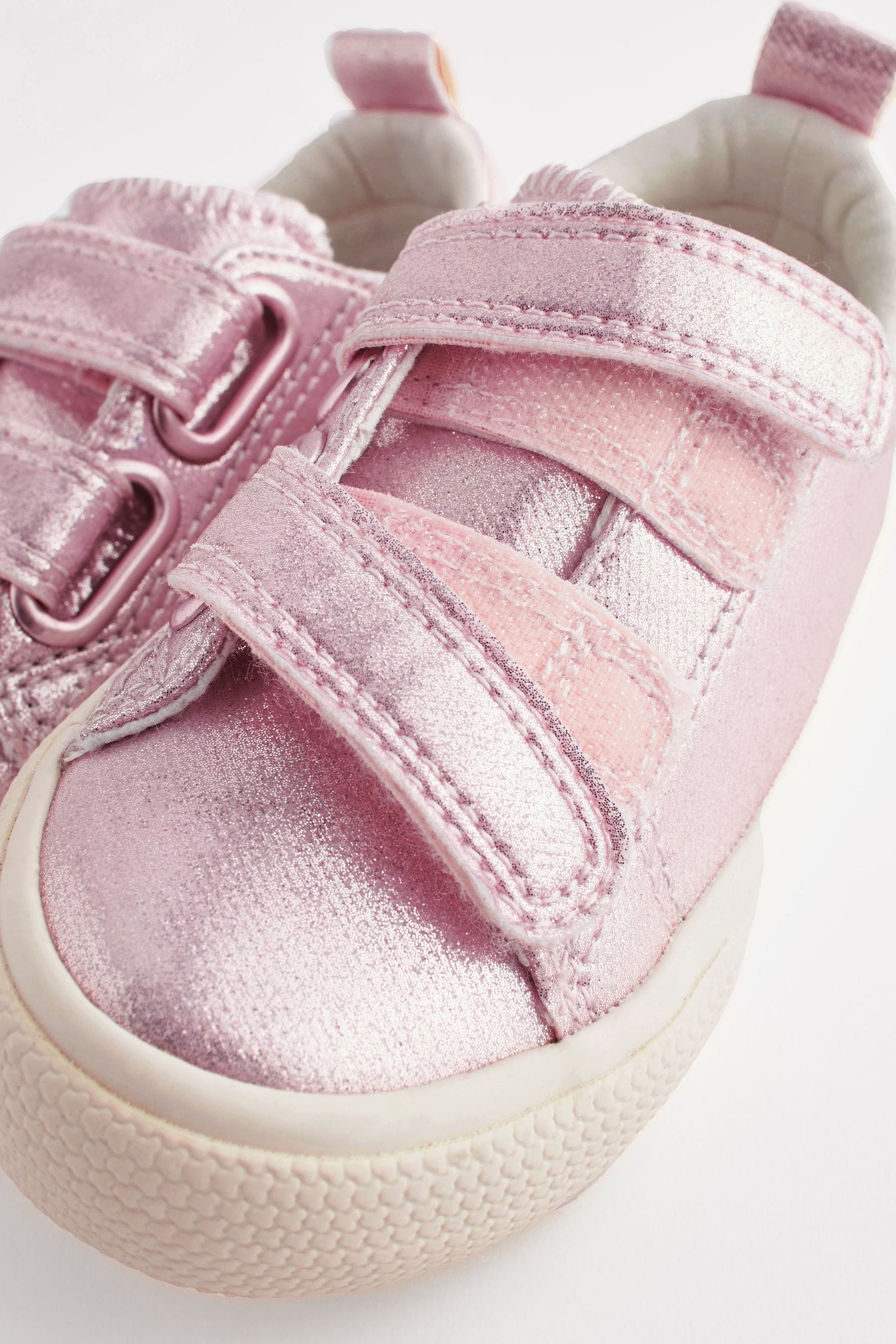 Pink Metallic Standard Fit (F) Chunky Trainers With Touch Fastening