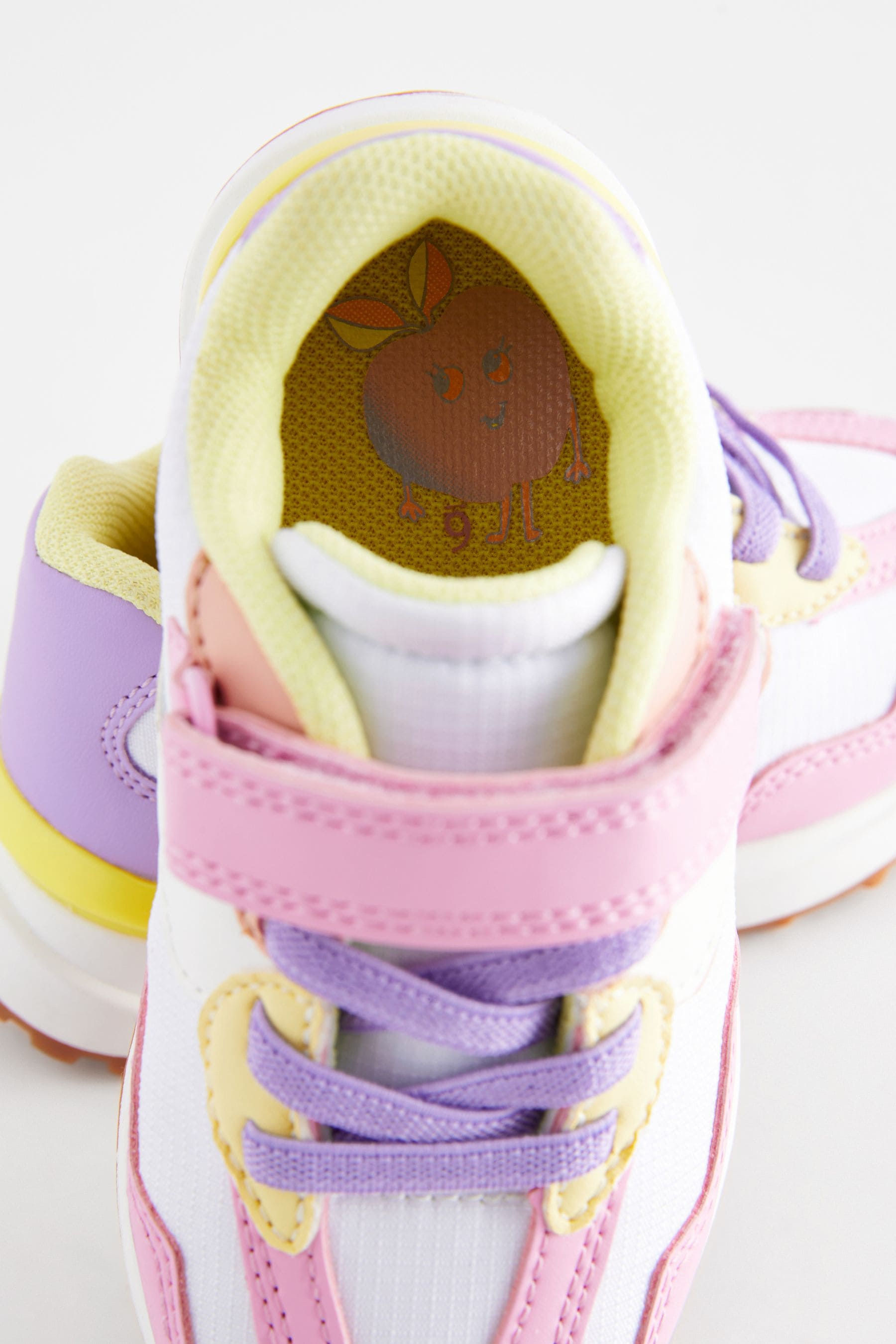 White/Pink/Yellow Elastic Lace Chunky Trainers